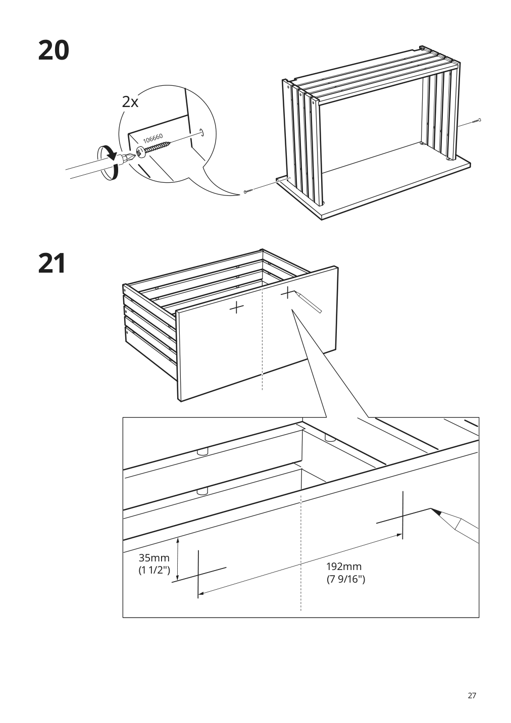 Assembly instructions for IKEA Godmorgon sink cabinet with 2 drawers brown stained ash effect | Page 27 - IKEA GODMORGON/TOLKEN / HÖRVIK cabinet, top + 17 3/4x12 2/8" sink 493.224.76