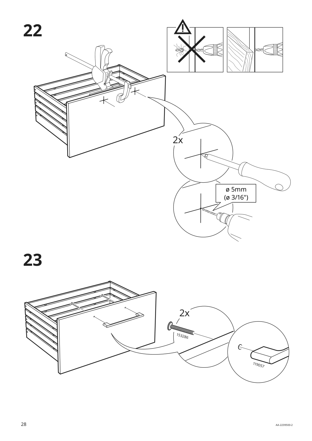 Assembly instructions for IKEA Godmorgon sink cabinet with 2 drawers brown stained ash effect | Page 28 - IKEA GODMORGON/TOLKEN / HÖRVIK cabinet, top + 17 3/4x12 2/8" sink 493.224.76