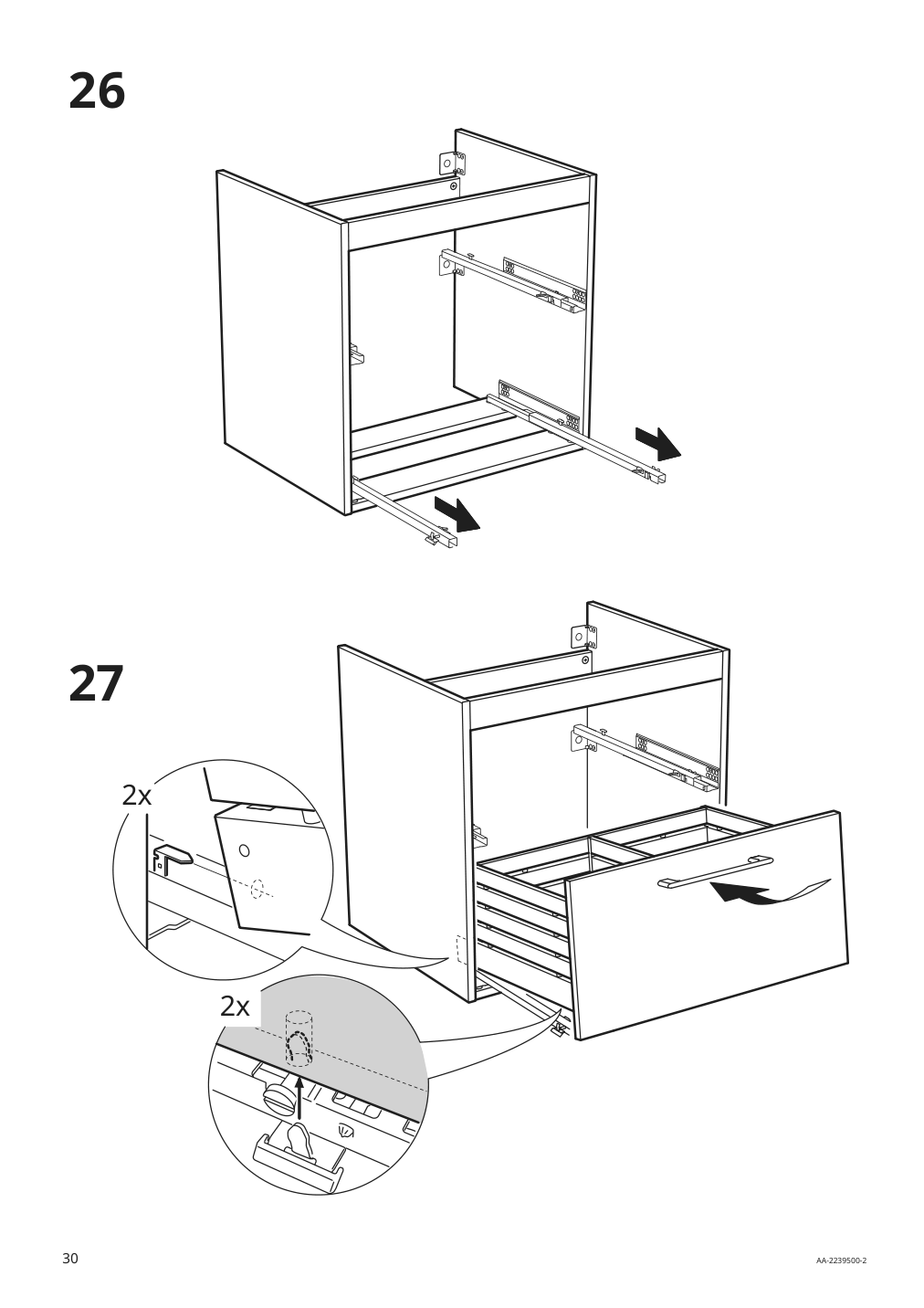 Assembly instructions for IKEA Godmorgon sink cabinet with 2 drawers brown stained ash effect | Page 30 - IKEA GODMORGON sink cabinet with 2 drawers 004.579.09