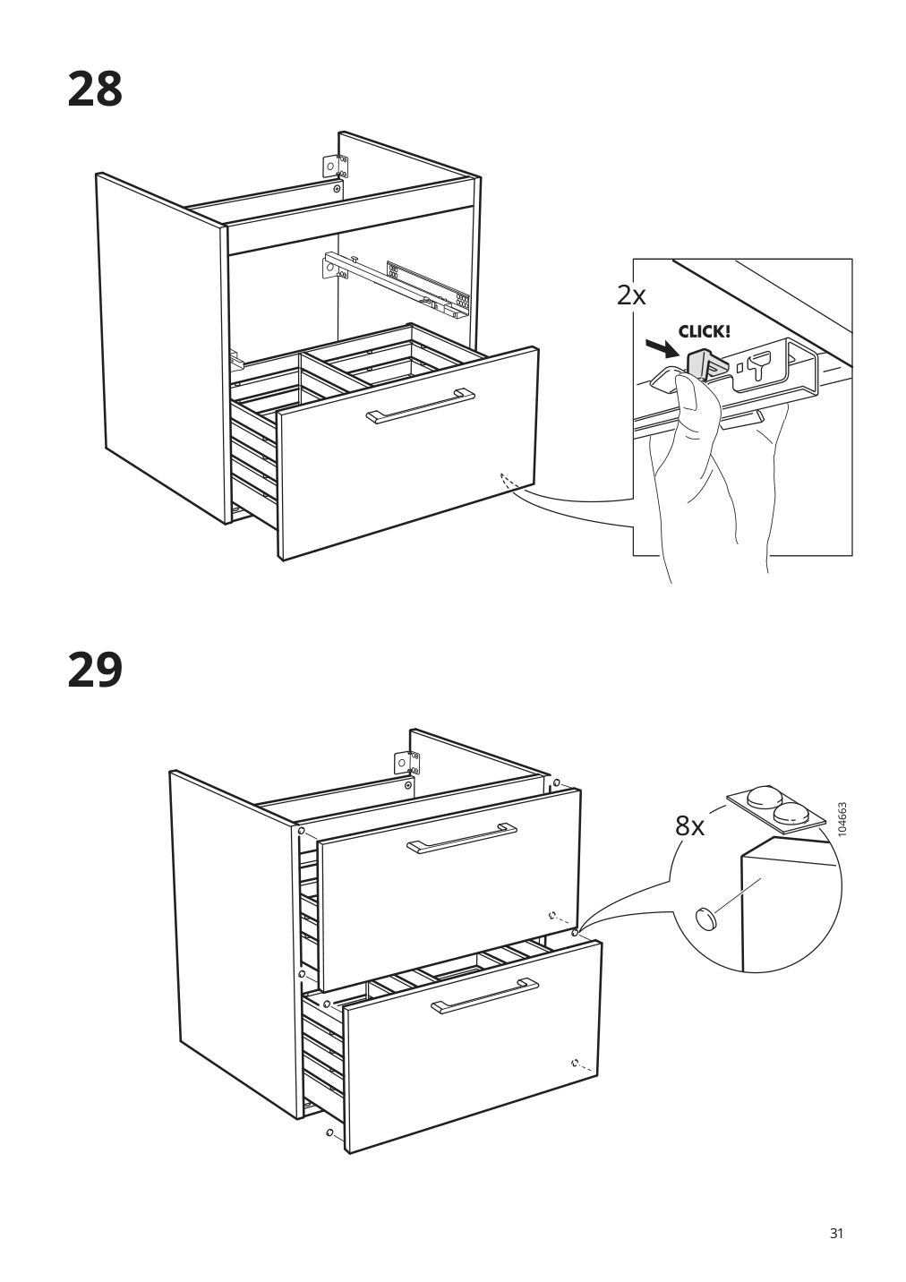 Assembly instructions for IKEA Godmorgon sink cabinet with 2 drawers brown stained ash effect | Page 31 - IKEA GODMORGON sink cabinet with 2 drawers 004.579.09