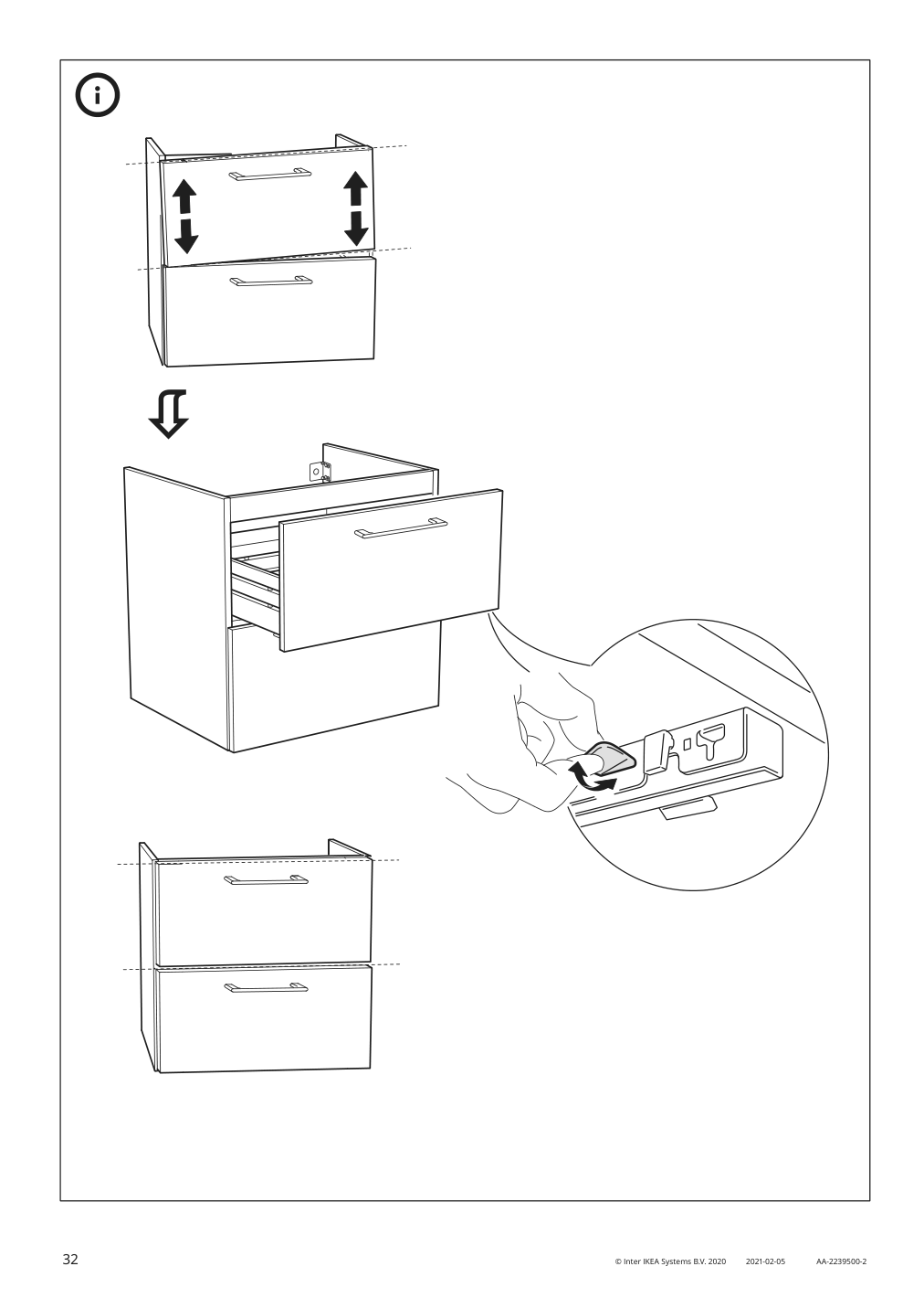 Assembly instructions for IKEA Godmorgon sink cabinet with 2 drawers brown stained ash effect | Page 32 - IKEA GODMORGON/TOLKEN / HÖRVIK cabinet, top + 17 3/4x12 2/8" sink 493.224.76