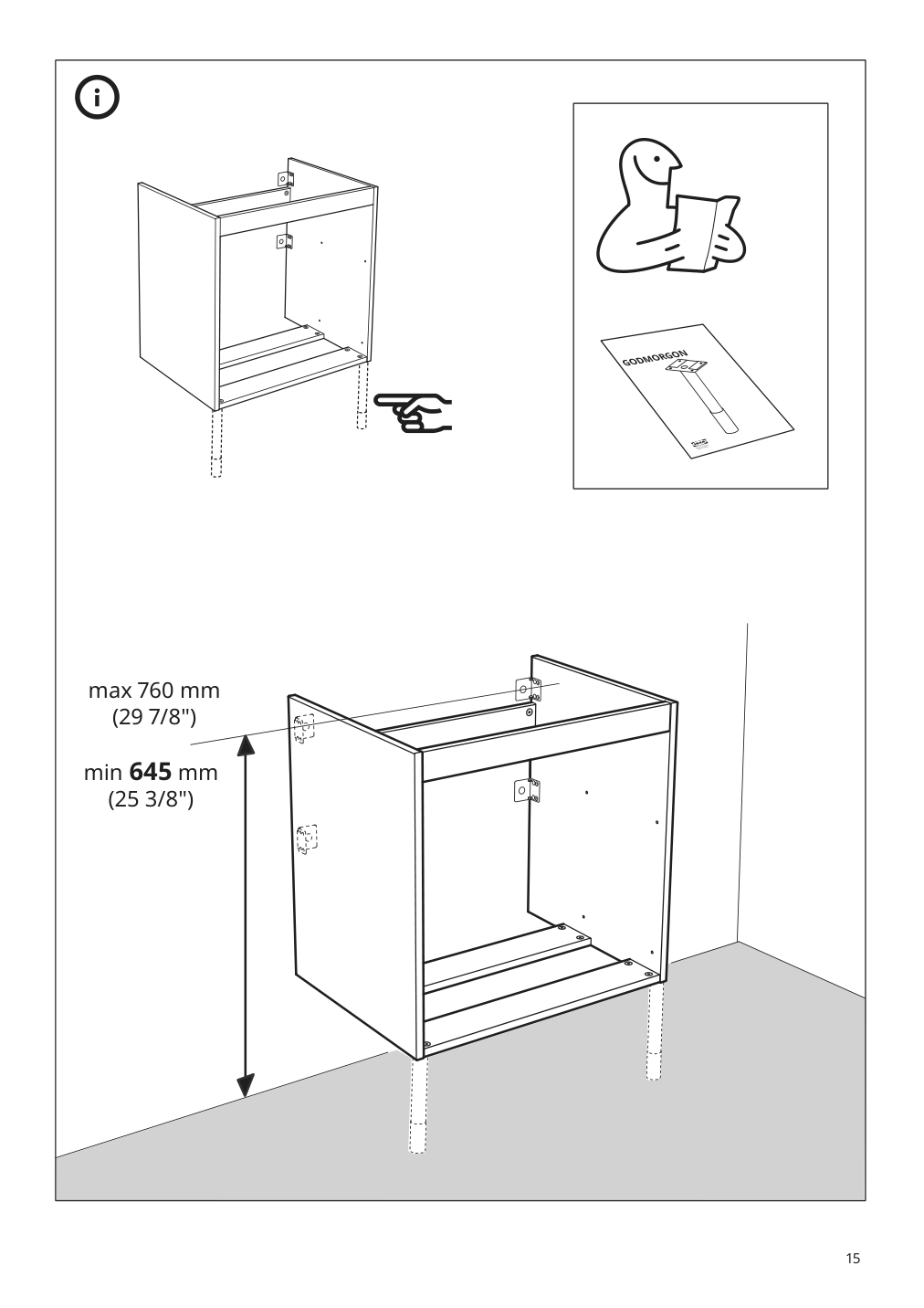 Assembly instructions for IKEA Godmorgon sink cabinet with 2 drawers gillburen dark gray | Page 15 - IKEA GODMORGON/TOLKEN / TÖRNVIKEN sink cabinet with 3 drawers 593.397.06