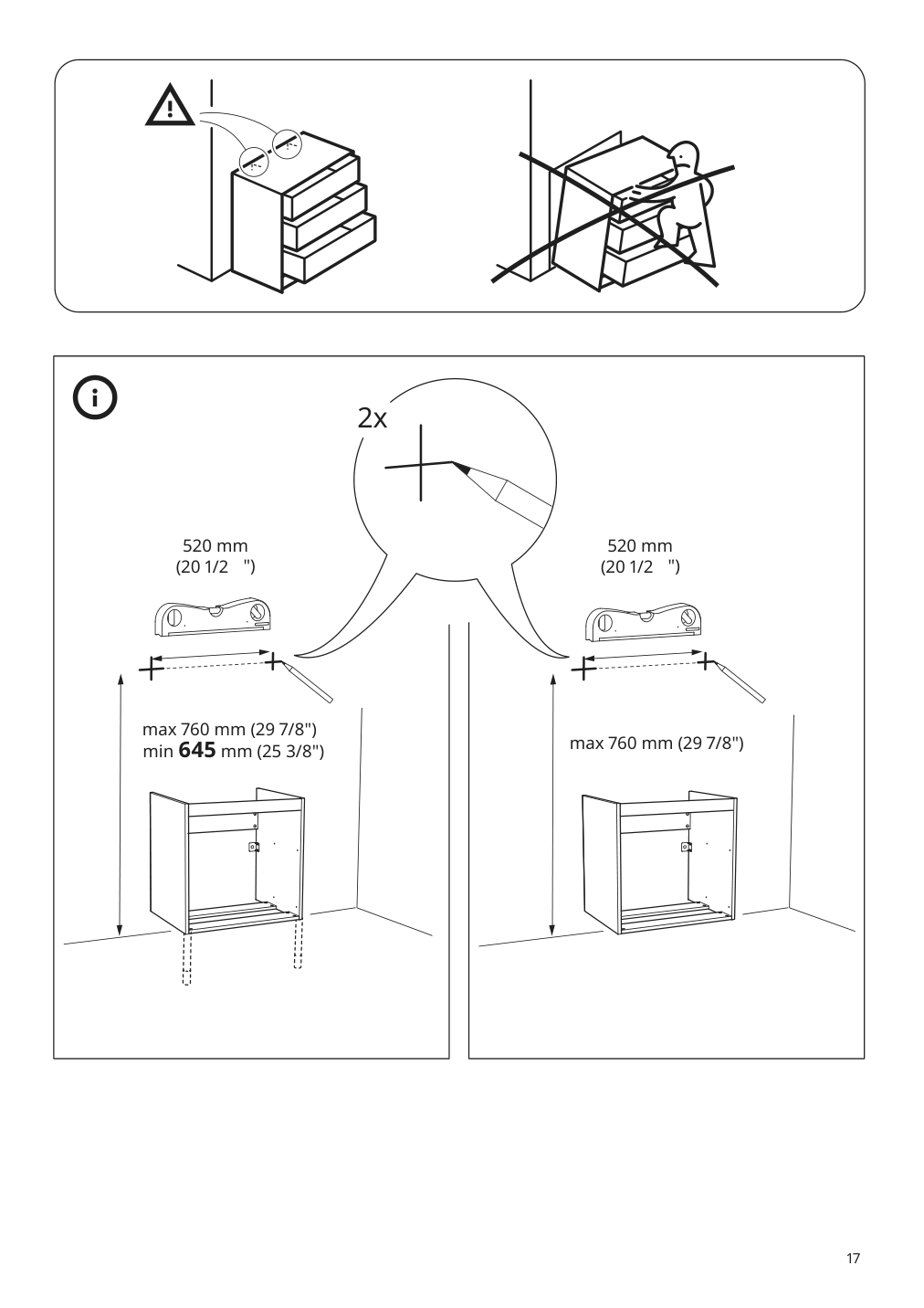 Assembly instructions for IKEA Godmorgon sink cabinet with 2 drawers gillburen dark gray | Page 17 - IKEA GODMORGON/TOLKEN / TÖRNVIKEN cabinet, countertop, 19 5/8" sink 193.385.39