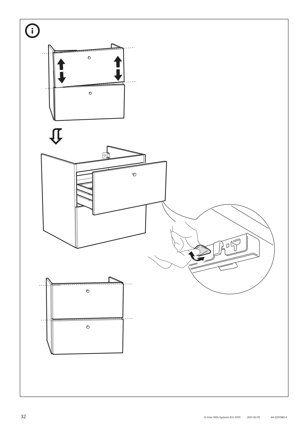 Assembly instructions for IKEA Godmorgon sink cabinet with 2 drawers gillburen dark gray | Page 32 - IKEA GODMORGON/TOLKEN / TÖRNVIKEN cabinet, countertop, 19 5/8" sink 193.385.39