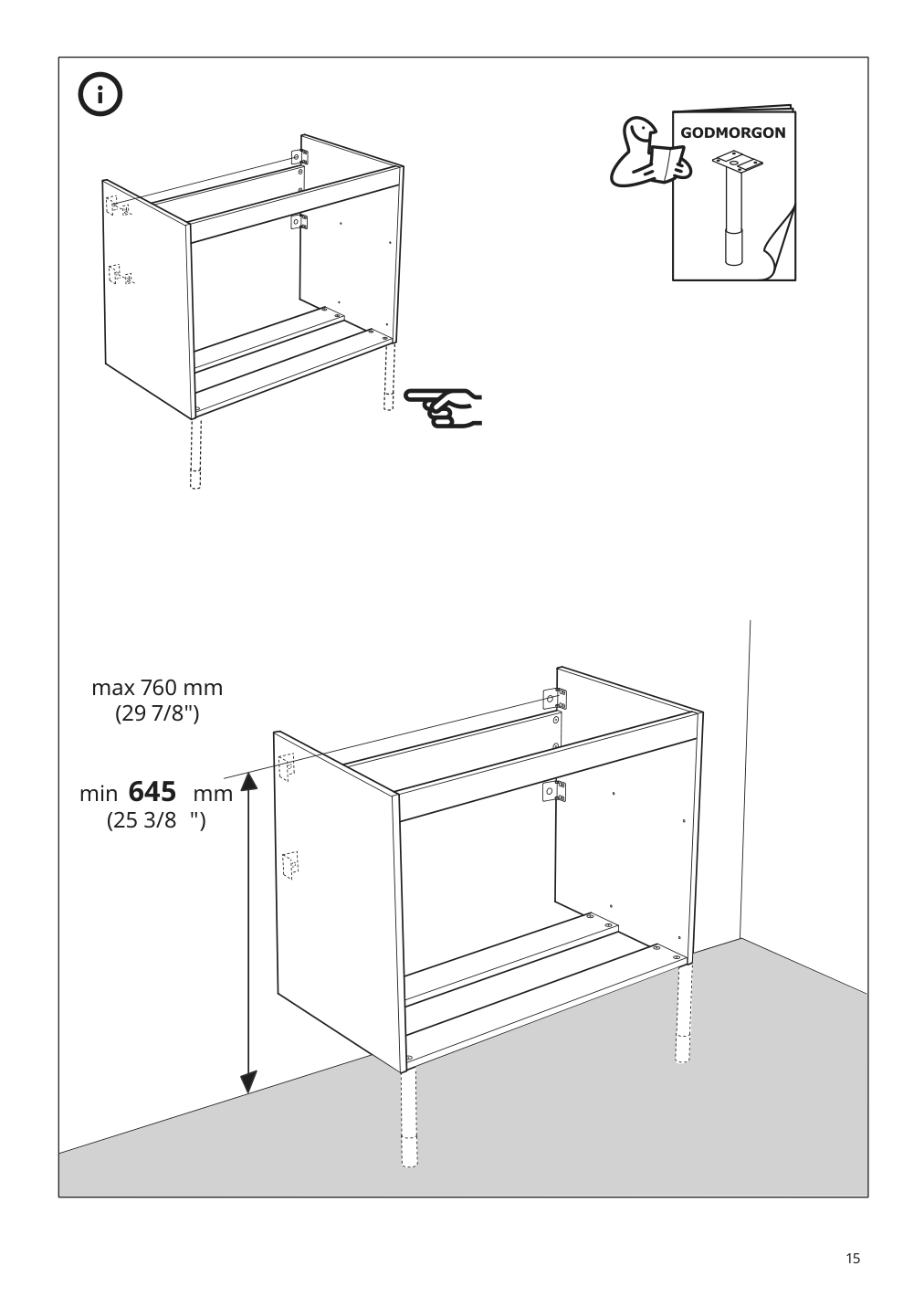 Assembly instructions for IKEA Godmorgon sink cabinet with 2 drawers gillburen dark gray | Page 15 - IKEA GODMORGON sink cabinet with 2 drawers 504.827.46