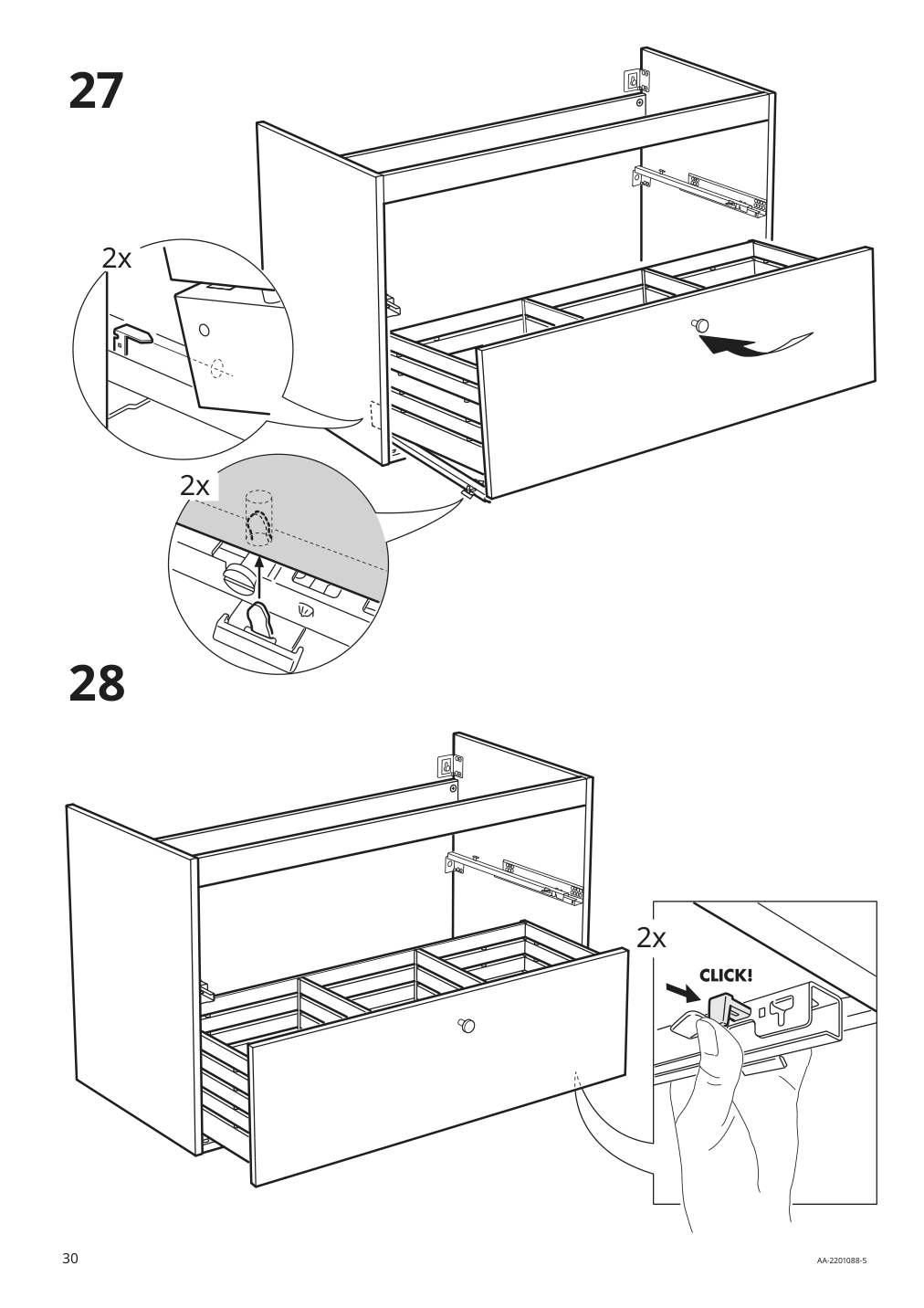 Assembly instructions for IKEA Godmorgon sink cabinet with 2 drawers gillburen dark gray | Page 30 - IKEA GODMORGON / ODENSVIK sink cabinet with 2 drawers 693.384.81