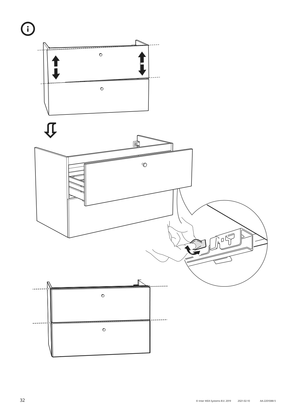 Assembly instructions for IKEA Godmorgon sink cabinet with 2 drawers gillburen dark gray | Page 32 - IKEA GODMORGON/TOLKEN / HÖRVIK cabinet, top + 17 3/4x12 2/8" sink 293.384.97