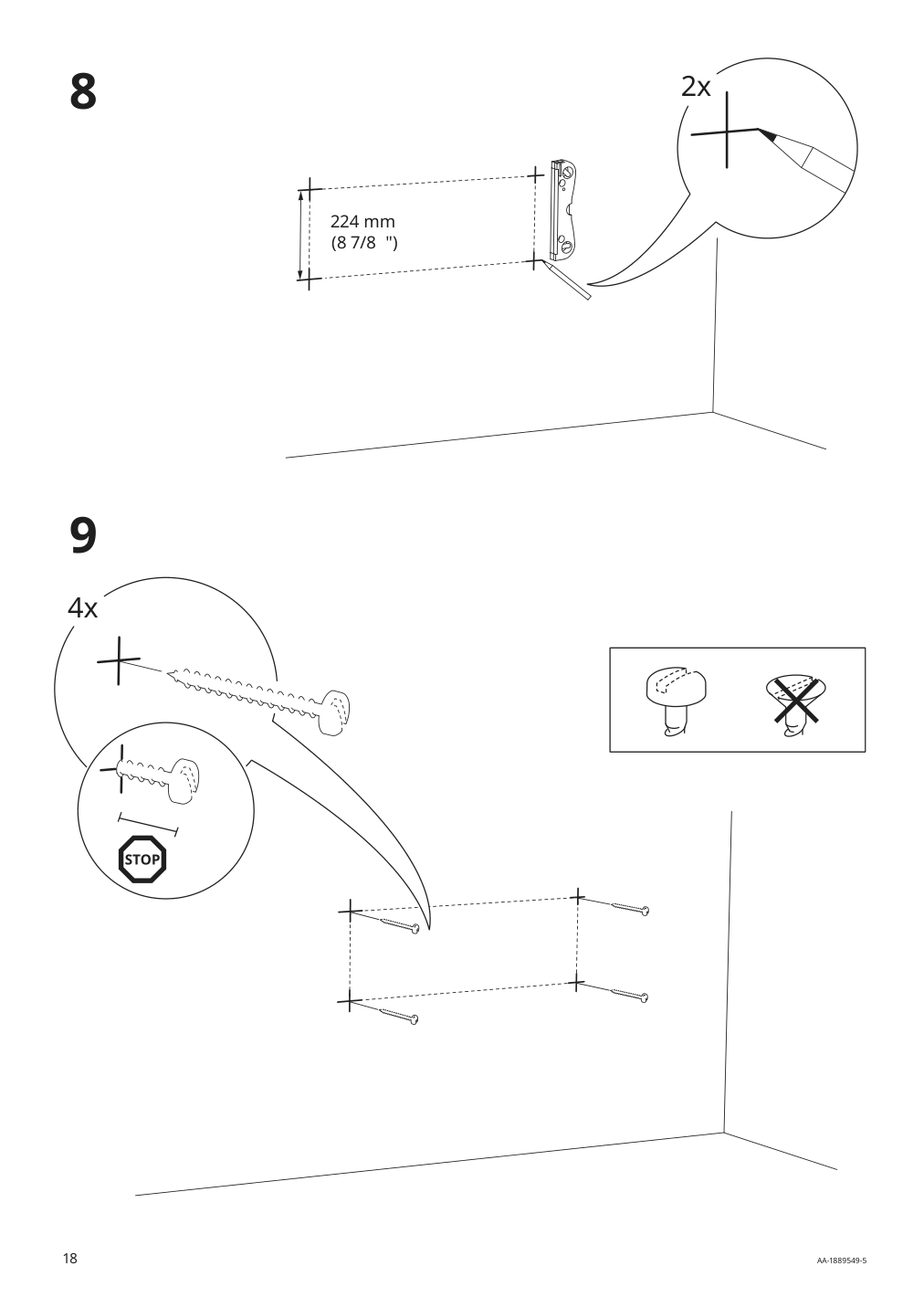 Assembly instructions for IKEA Godmorgon sink cabinet with 2 drawers high gloss gray | Page 18 - IKEA GODMORGON / ODENSVIK sink cabinet with 2 drawers 992.926.22