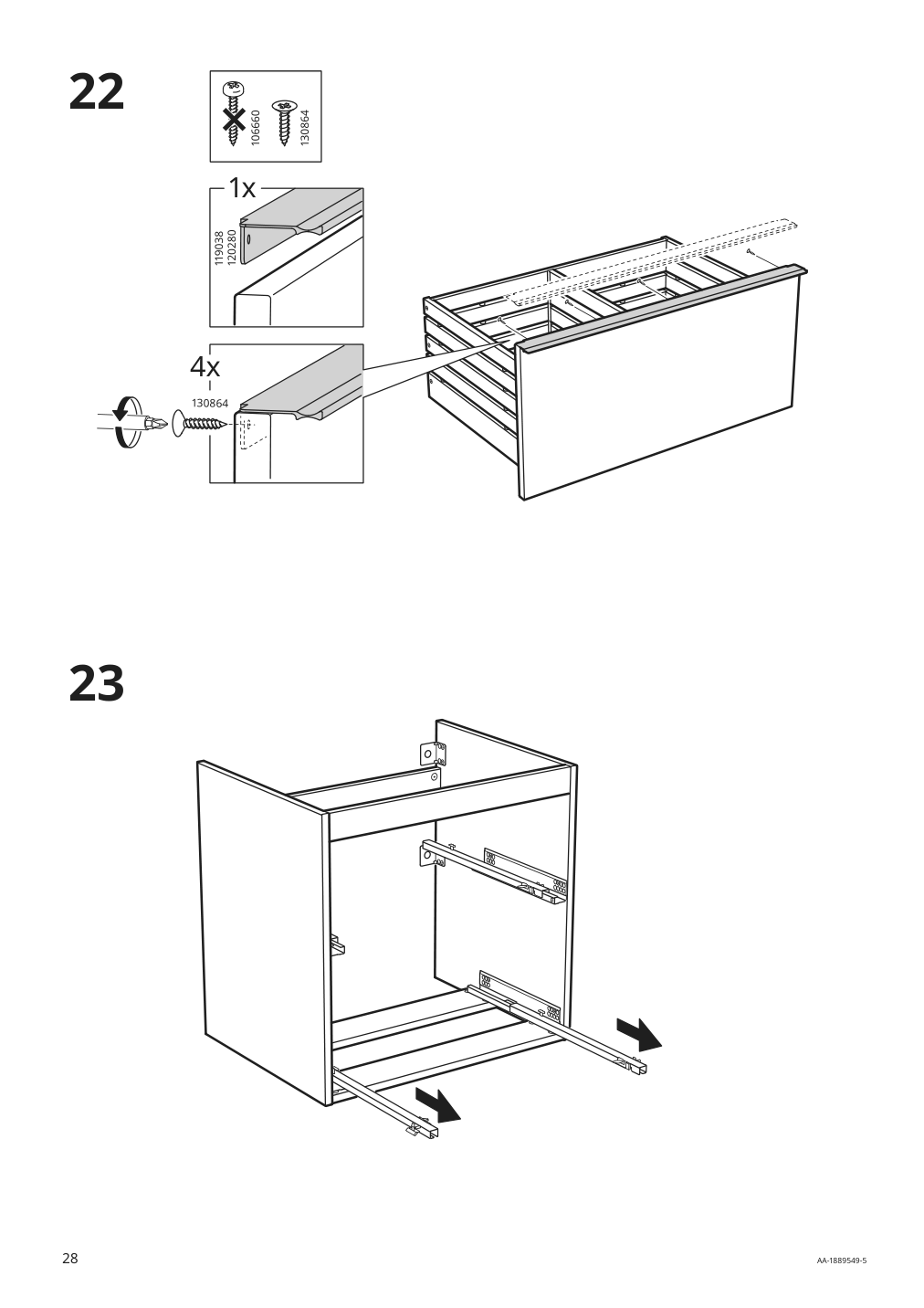 Assembly instructions for IKEA Godmorgon sink cabinet with 2 drawers high gloss gray | Page 28 - IKEA GODMORGON / ODENSVIK sink cabinet with 2 drawers 992.926.22