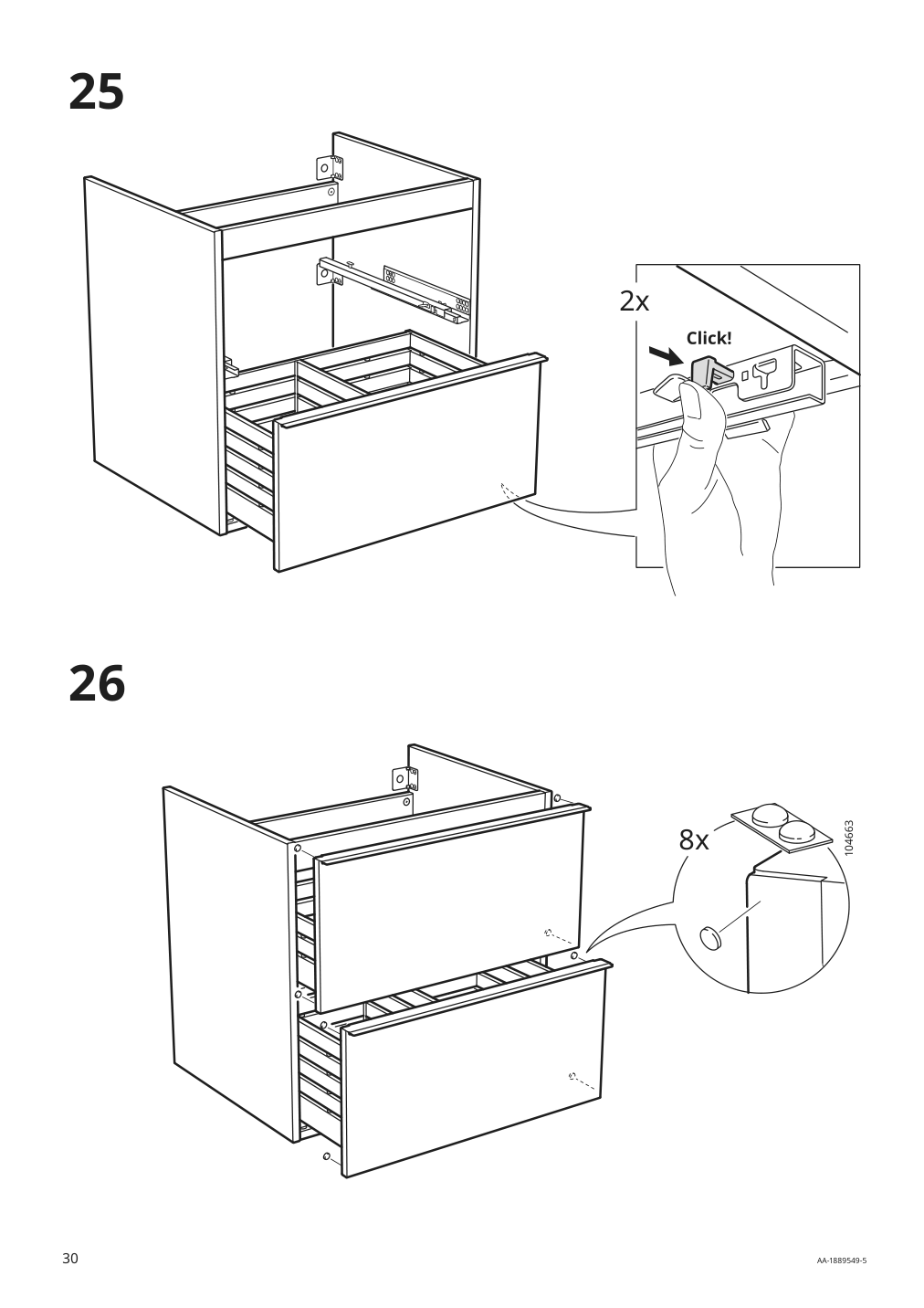 Assembly instructions for IKEA Godmorgon sink cabinet with 2 drawers high gloss gray | Page 30 - IKEA GODMORGON / ODENSVIK sink cabinet with 2 drawers 992.926.22