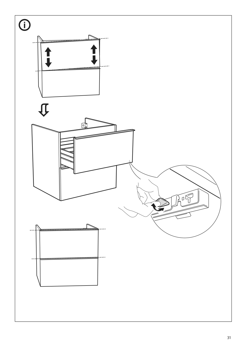 Assembly instructions for IKEA Godmorgon sink cabinet with 2 drawers high gloss gray | Page 31 - IKEA GODMORGON / ODENSVIK sink cabinet with 2 drawers 992.926.22