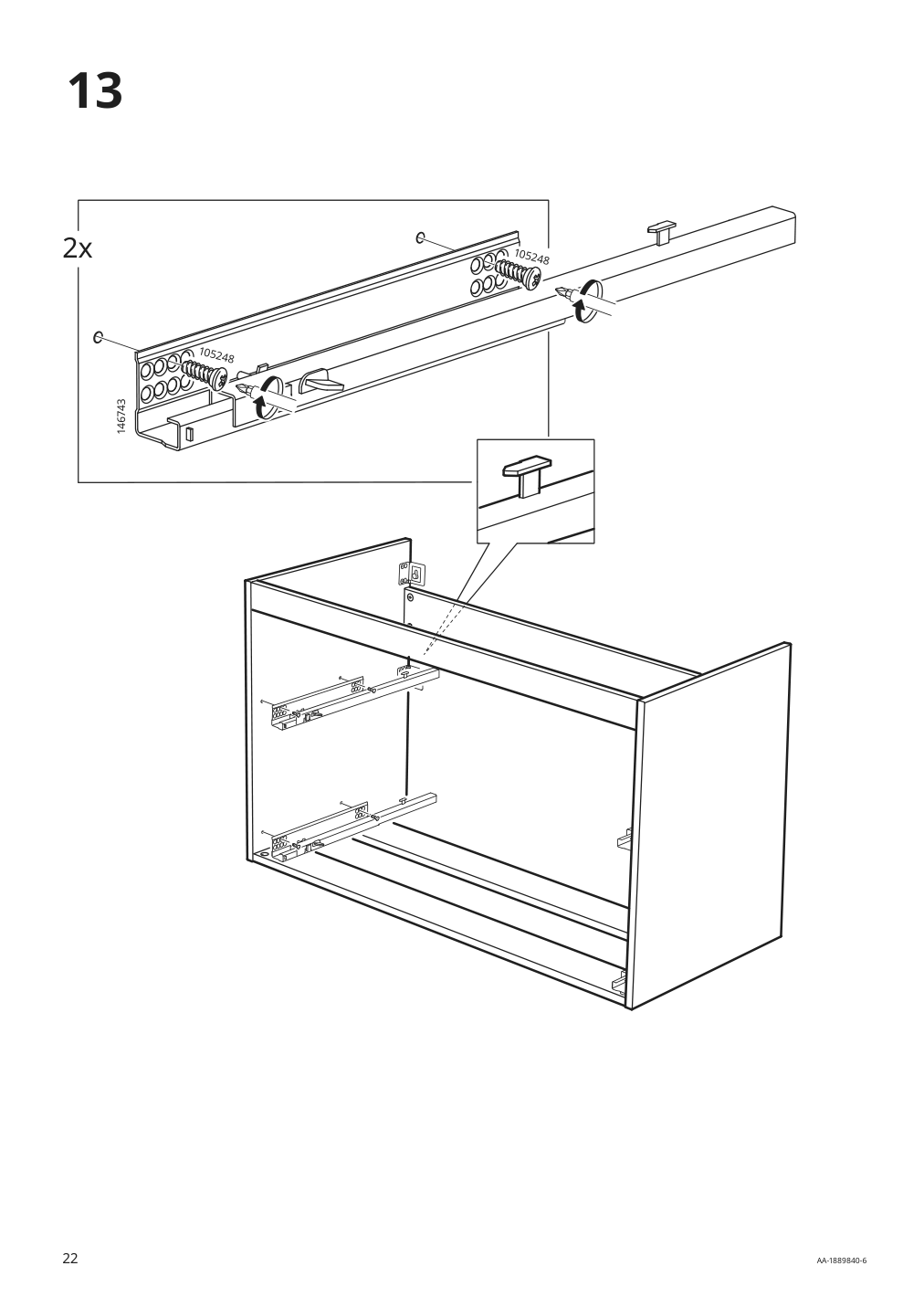 Assembly instructions for IKEA Godmorgon sink cabinet with 2 drawers high gloss gray | Page 22 - IKEA GODMORGON / ODENSVIK sink cabinet with 2 drawers 292.930.26