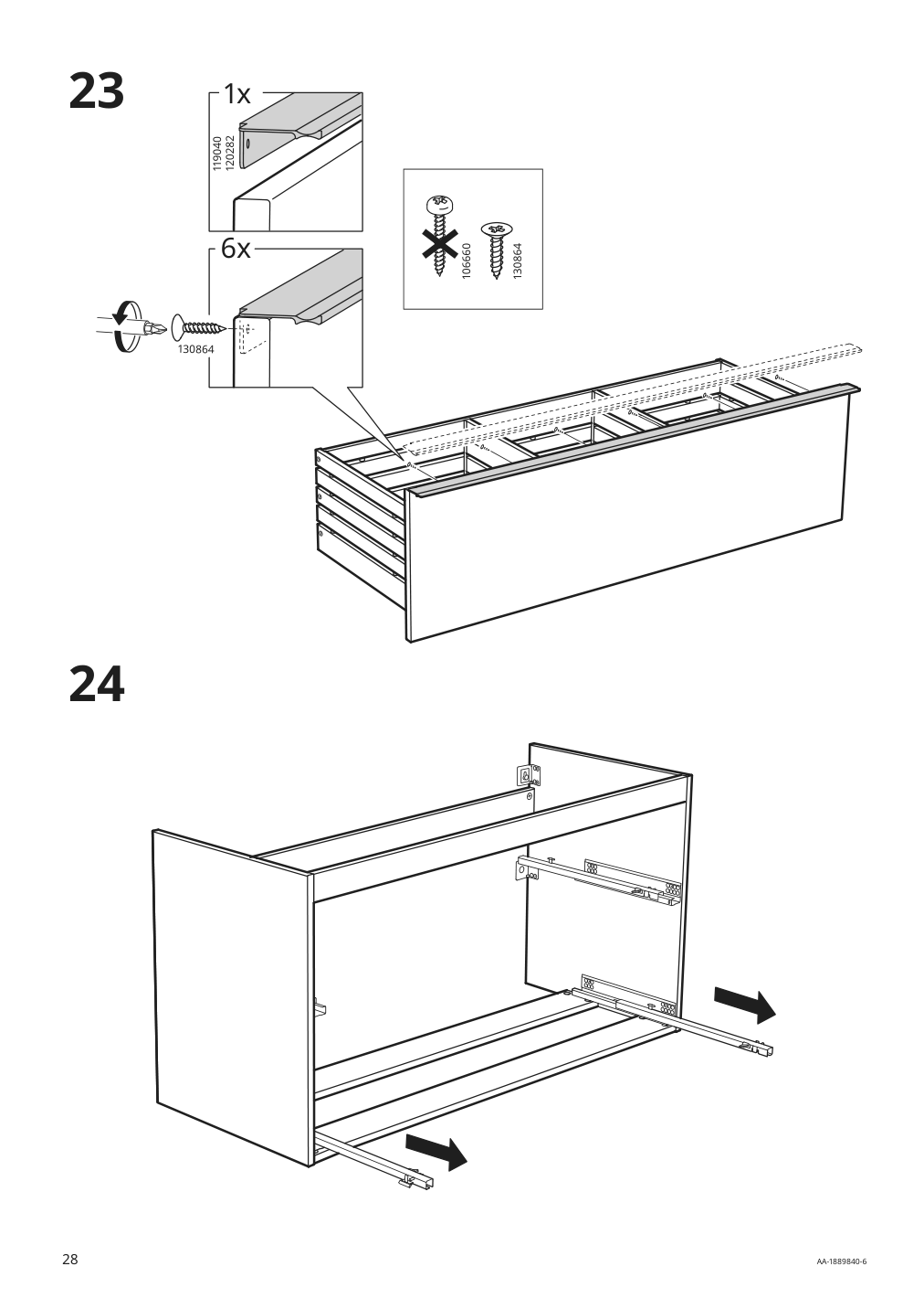 Assembly instructions for IKEA Godmorgon sink cabinet with 2 drawers high gloss gray | Page 28 - IKEA GODMORGON / ODENSVIK sink cabinet with 2 drawers 292.930.26