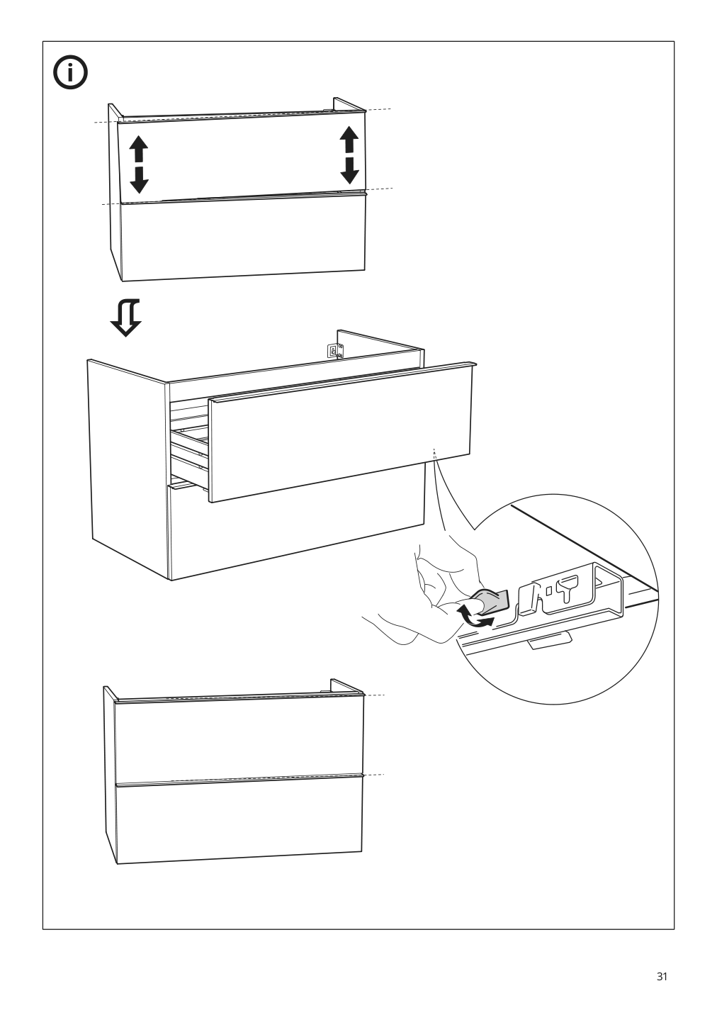 Assembly instructions for IKEA Godmorgon sink cabinet with 2 drawers high gloss gray | Page 31 - IKEA GODMORGON / ODENSVIK sink cabinet with 2 drawers 292.930.26