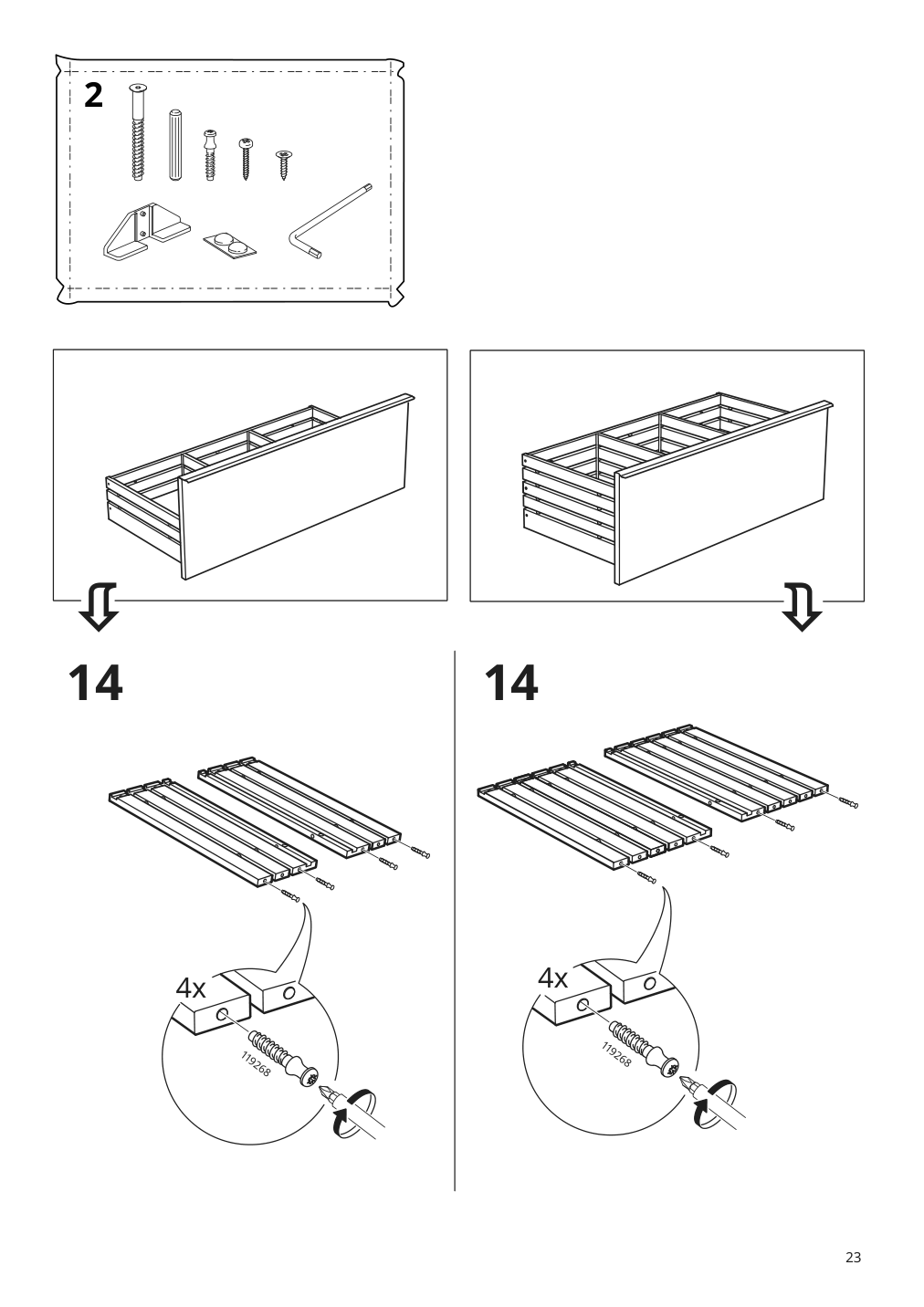 Assembly instructions for IKEA Godmorgon sink cabinet with 2 drawers high gloss gray | Page 23 - IKEA GODMORGON / BRÅVIKEN sink cabinet with 2 drawers 492.923.80