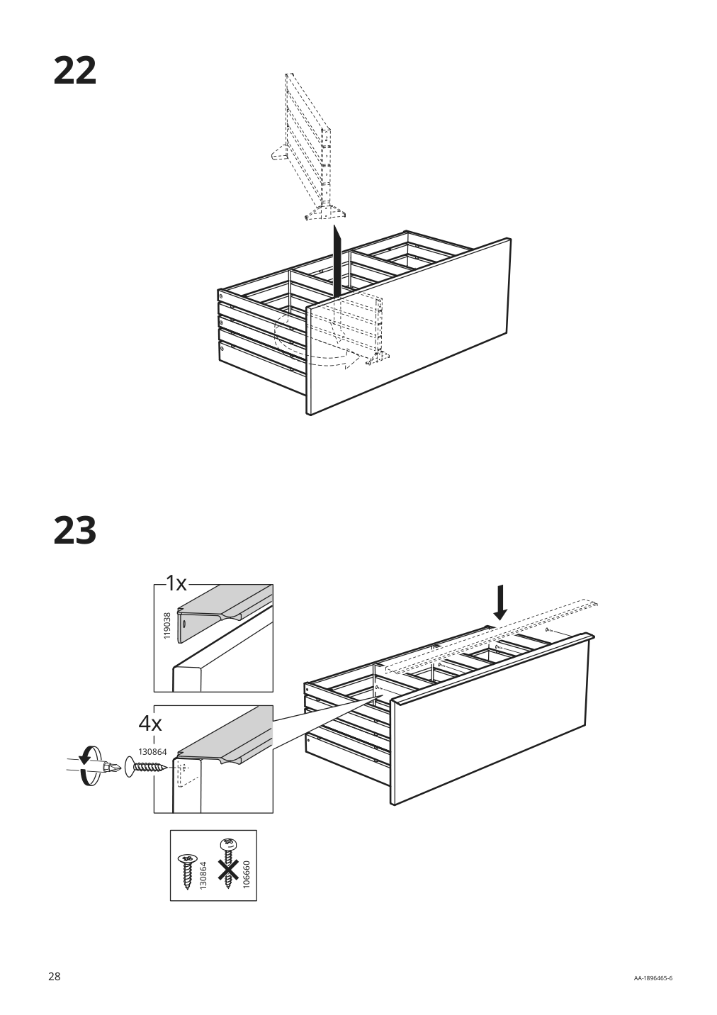 Assembly instructions for IKEA Godmorgon sink cabinet with 2 drawers high gloss gray | Page 28 - IKEA GODMORGON sink cabinet with 2 drawers 801.809.93