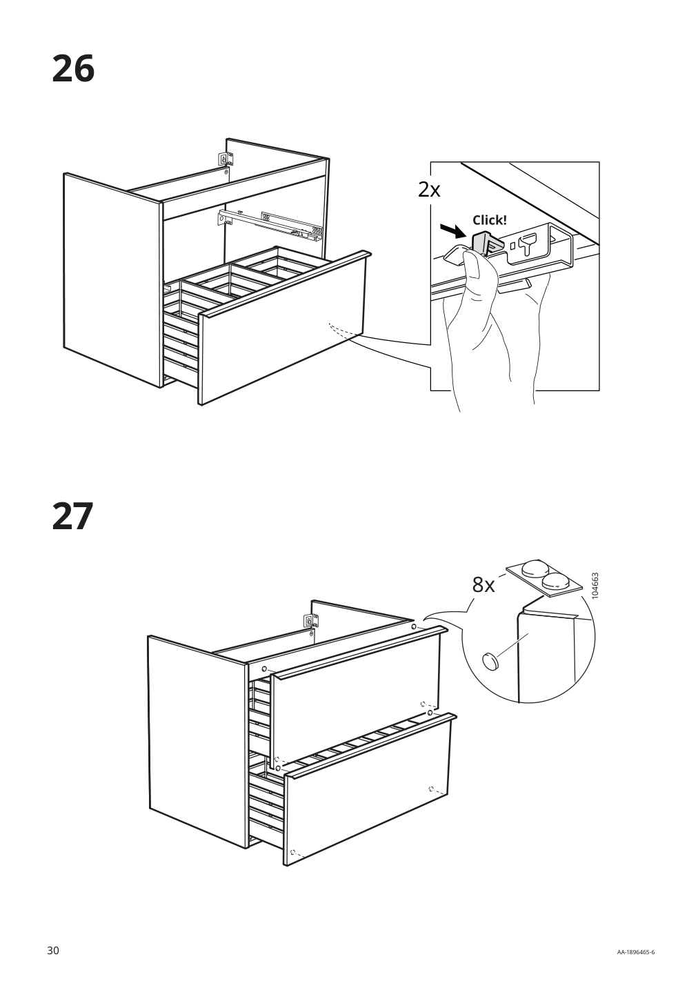 Assembly instructions for IKEA Godmorgon sink cabinet with 2 drawers high gloss gray | Page 30 - IKEA GODMORGON sink cabinet with 2 drawers 801.809.93