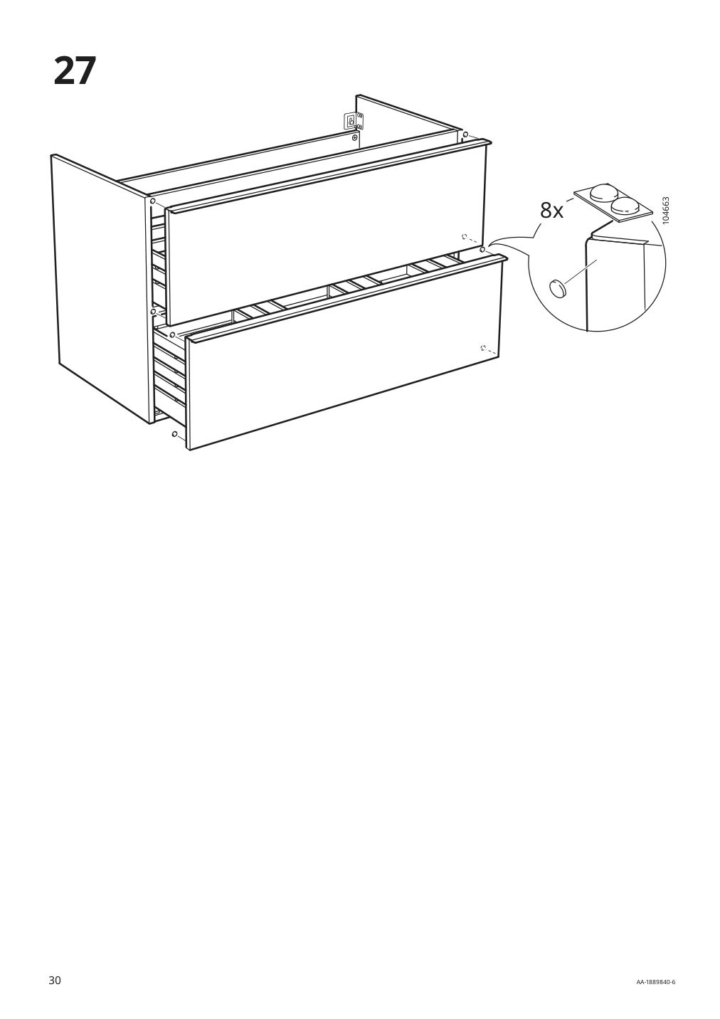 Assembly instructions for IKEA Godmorgon bathroom vanity with 2 drawers high gloss gray | Page 30 - IKEA GODMORGON Bathroom vanity with 2 drawers 003.440.93