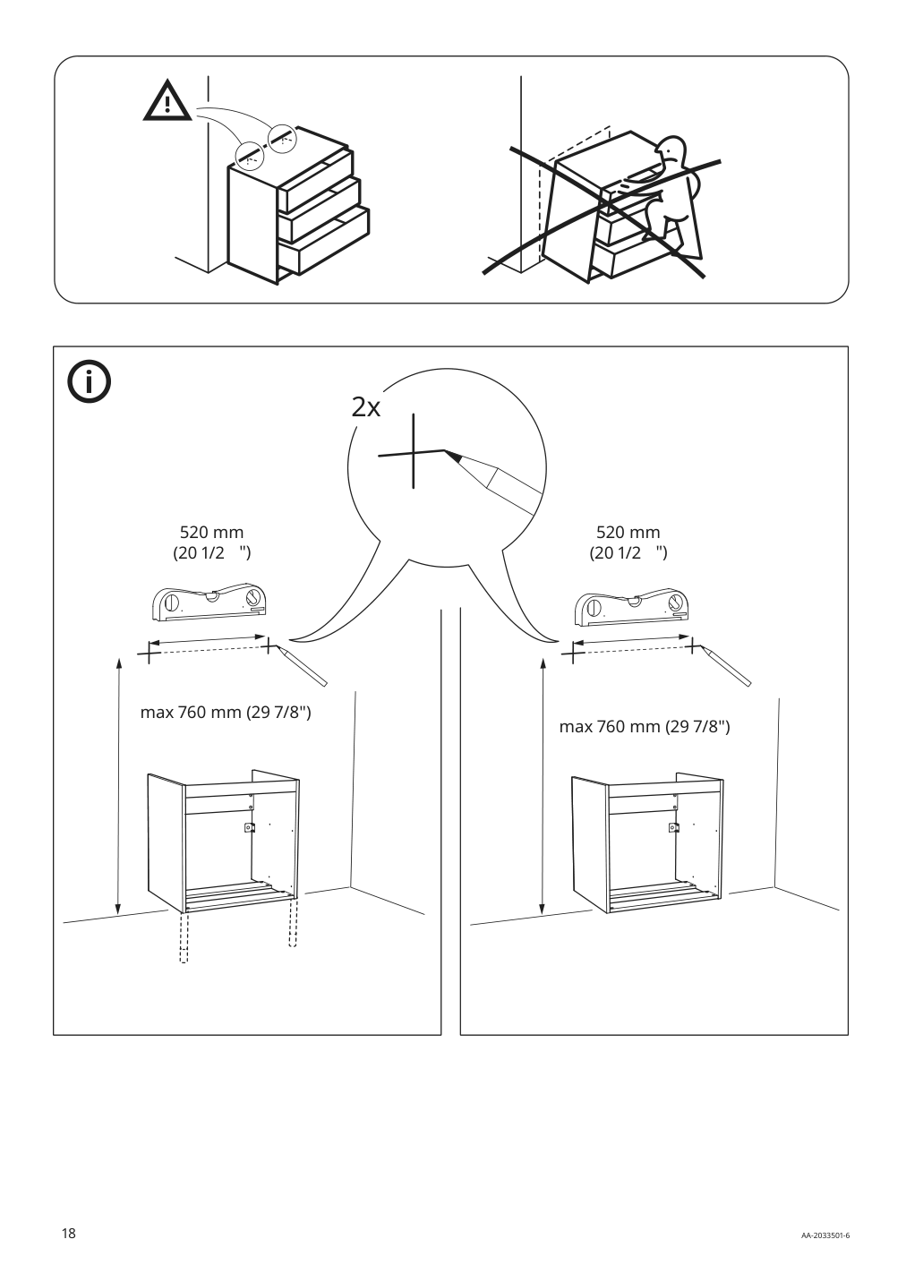 Assembly instructions for IKEA Godmorgon sink cabinet with 2 drawers kasjoen light gray | Page 18 - IKEA GODMORGON/TOLKEN / KATTEVIK sink cabinet with top + 15¾" sink 193.083.25