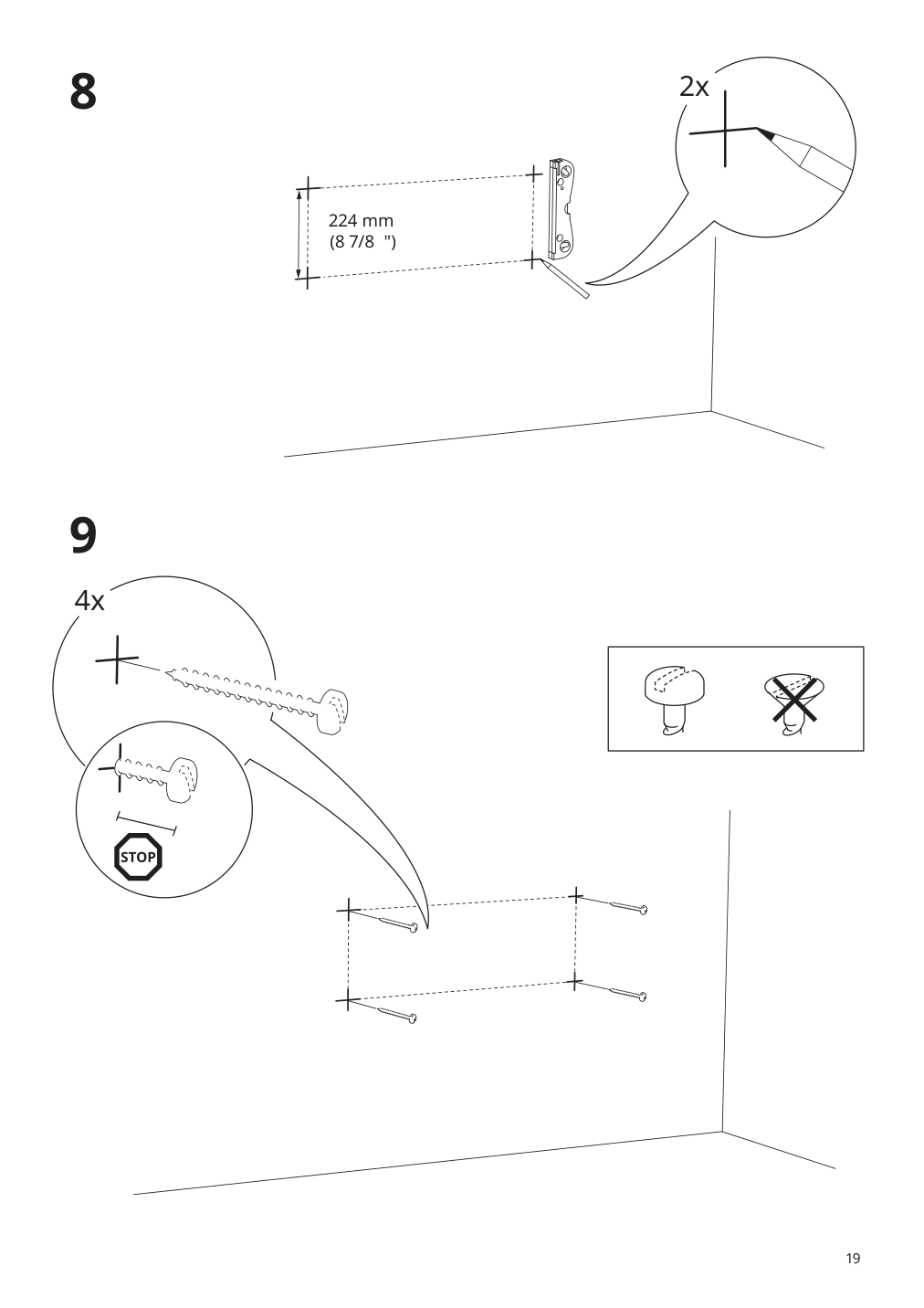 Assembly instructions for IKEA Godmorgon sink cabinet with 2 drawers kasjoen light gray | Page 19 - IKEA GODMORGON / TOLKEN sink cabinet with 2 drawers 392.954.35