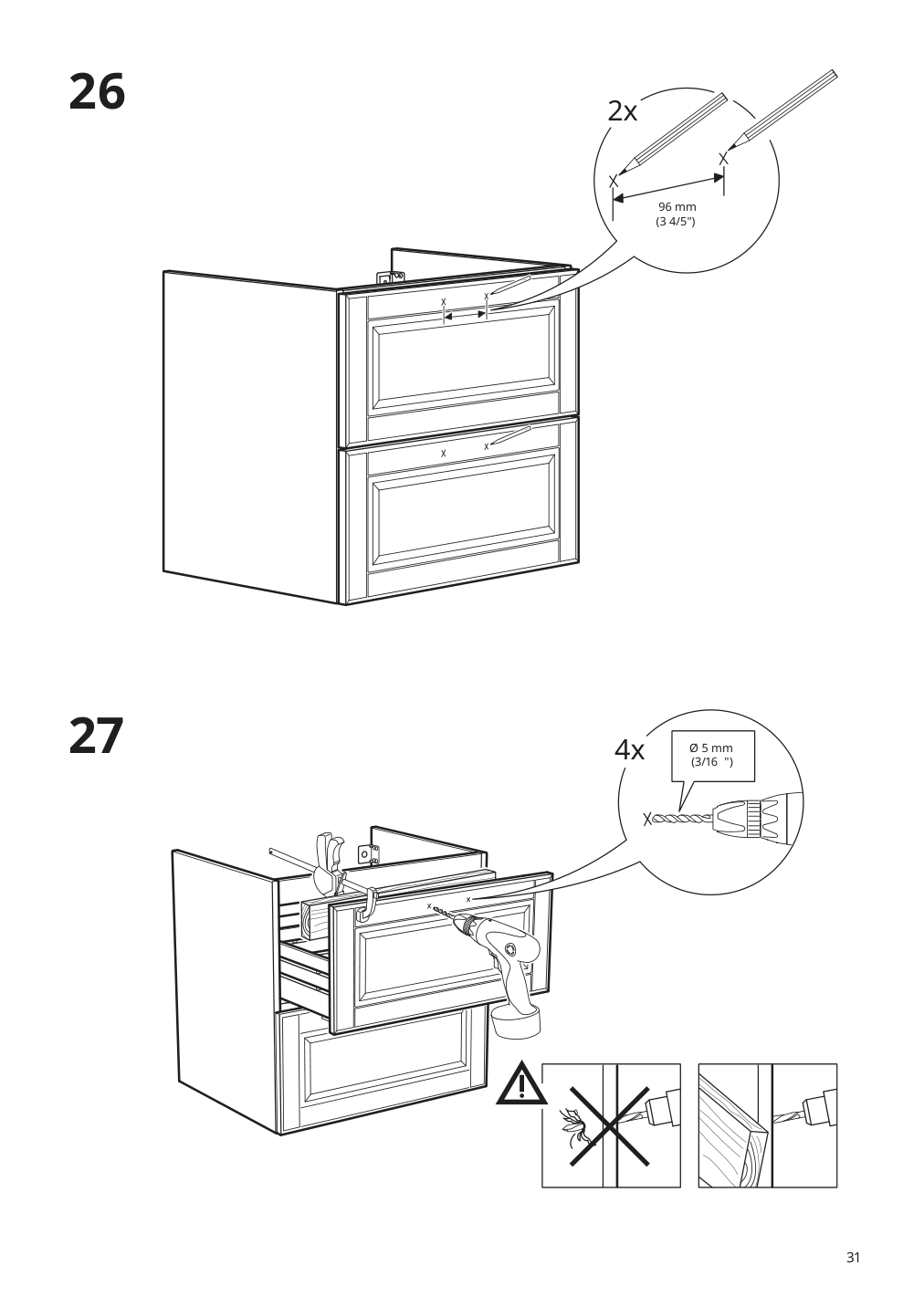 Assembly instructions for IKEA Godmorgon sink cabinet with 2 drawers kasjoen light gray | Page 31 - IKEA GODMORGON sink cabinet with 2 drawers 103.876.28