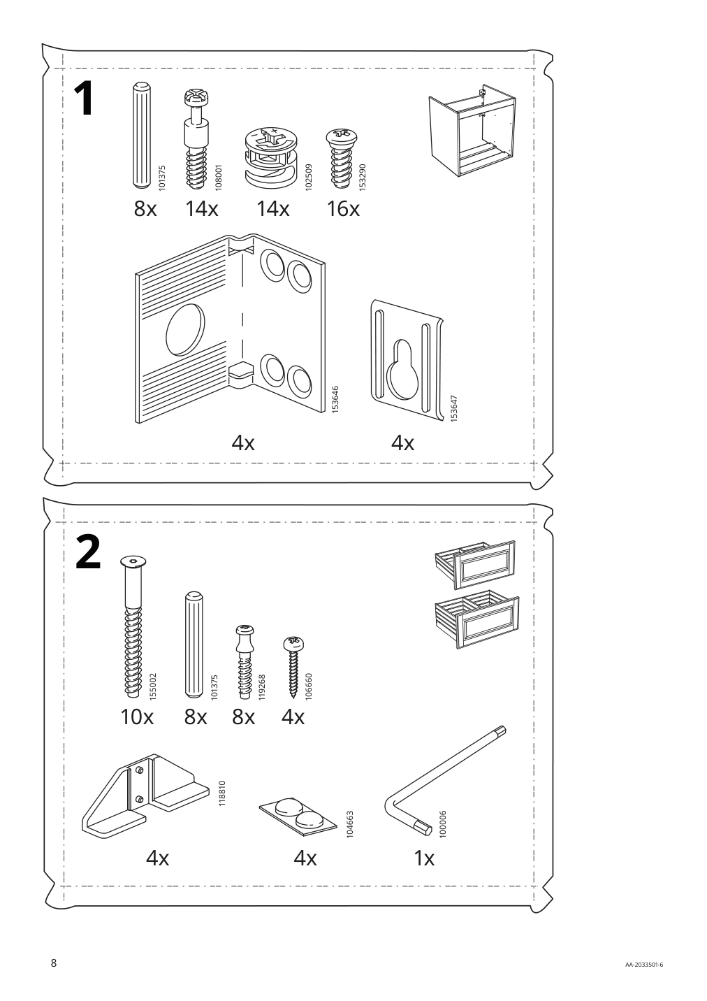 Assembly instructions for IKEA Godmorgon sink cabinet with 2 drawers kasjoen light gray | Page 8 - IKEA GODMORGON sink cabinet with 2 drawers 103.876.28