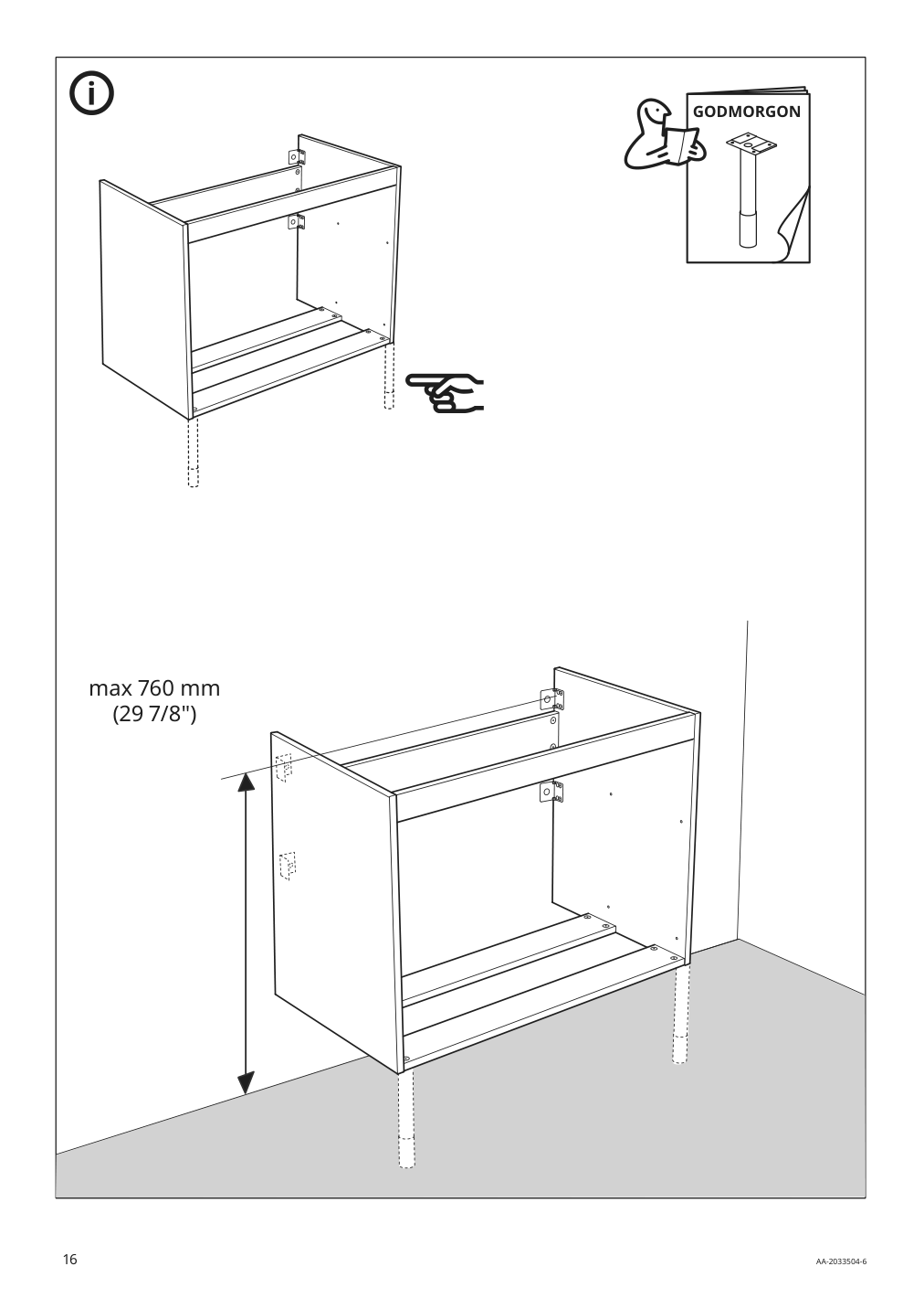 Assembly instructions for IKEA Godmorgon sink cabinet with 2 drawers kasjoen light gray | Page 16 - IKEA GODMORGON/TOLKEN / TÖRNVIKEN cabinet, countertop, 19 5/8" sink 094.853.52