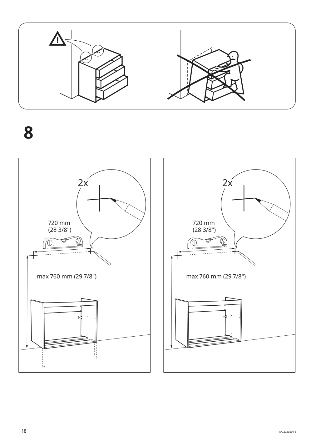 Assembly instructions for IKEA Godmorgon sink cabinet with 2 drawers kasjoen light gray | Page 18 - IKEA GODMORGON / TOLKEN sink cabinet with 2 drawers 792.954.62