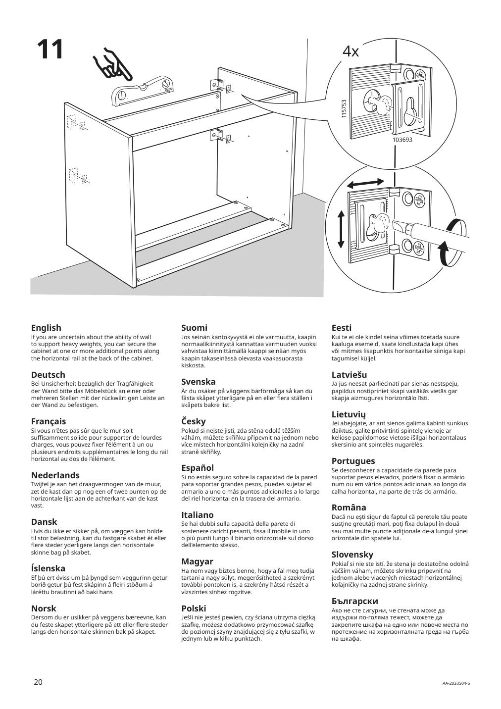 Assembly instructions for IKEA Godmorgon sink cabinet with 2 drawers kasjoen light gray | Page 20 - IKEA GODMORGON sink cabinet with 2 drawers 503.876.45