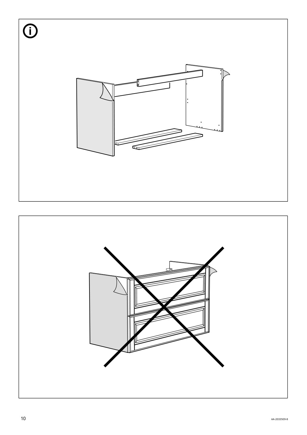 Assembly instructions for IKEA Godmorgon sink cabinet with 2 drawers kasjoen light gray | Page 10 - IKEA GODMORGON/TOLKEN / KATTEVIK sink cabinet with top + 15¾" sink 093.089.05