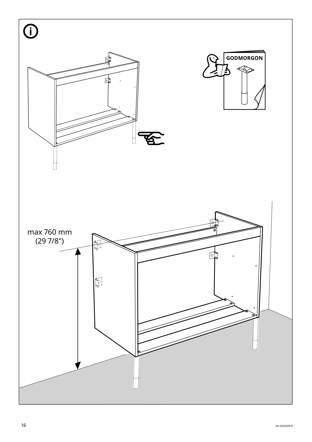 Assembly instructions for IKEA Godmorgon sink cabinet with 2 drawers kasjoen light gray | Page 16 - IKEA GODMORGON sink cabinet with 2 drawers 203.876.56