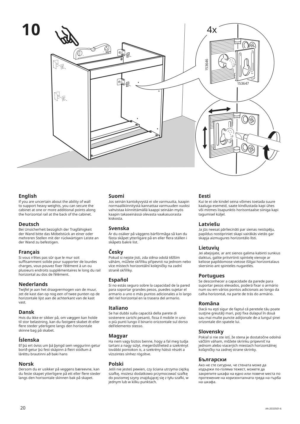 Assembly instructions for IKEA Godmorgon sink cabinet with 2 drawers kasjoen white | Page 20 - IKEA GODMORGON / ODENSVIK sink cabinet with 2 drawers 792.932.98