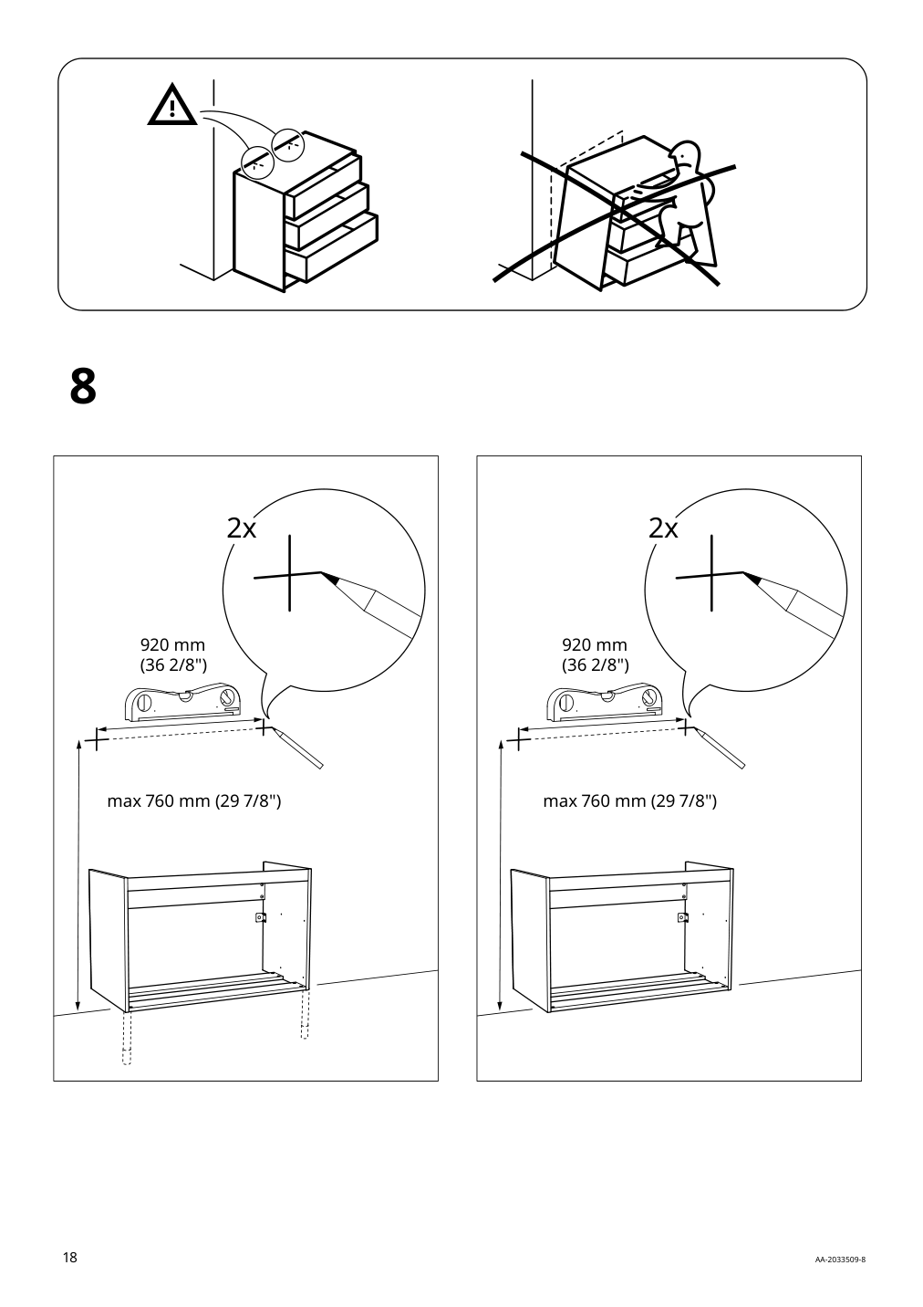 Assembly instructions for IKEA Godmorgon sink cabinet with 2 drawers kasjoen white | Page 18 - IKEA GODMORGON/TOLKEN / KATTEVIK sink cabinet with top + 15¾" sink 093.089.10