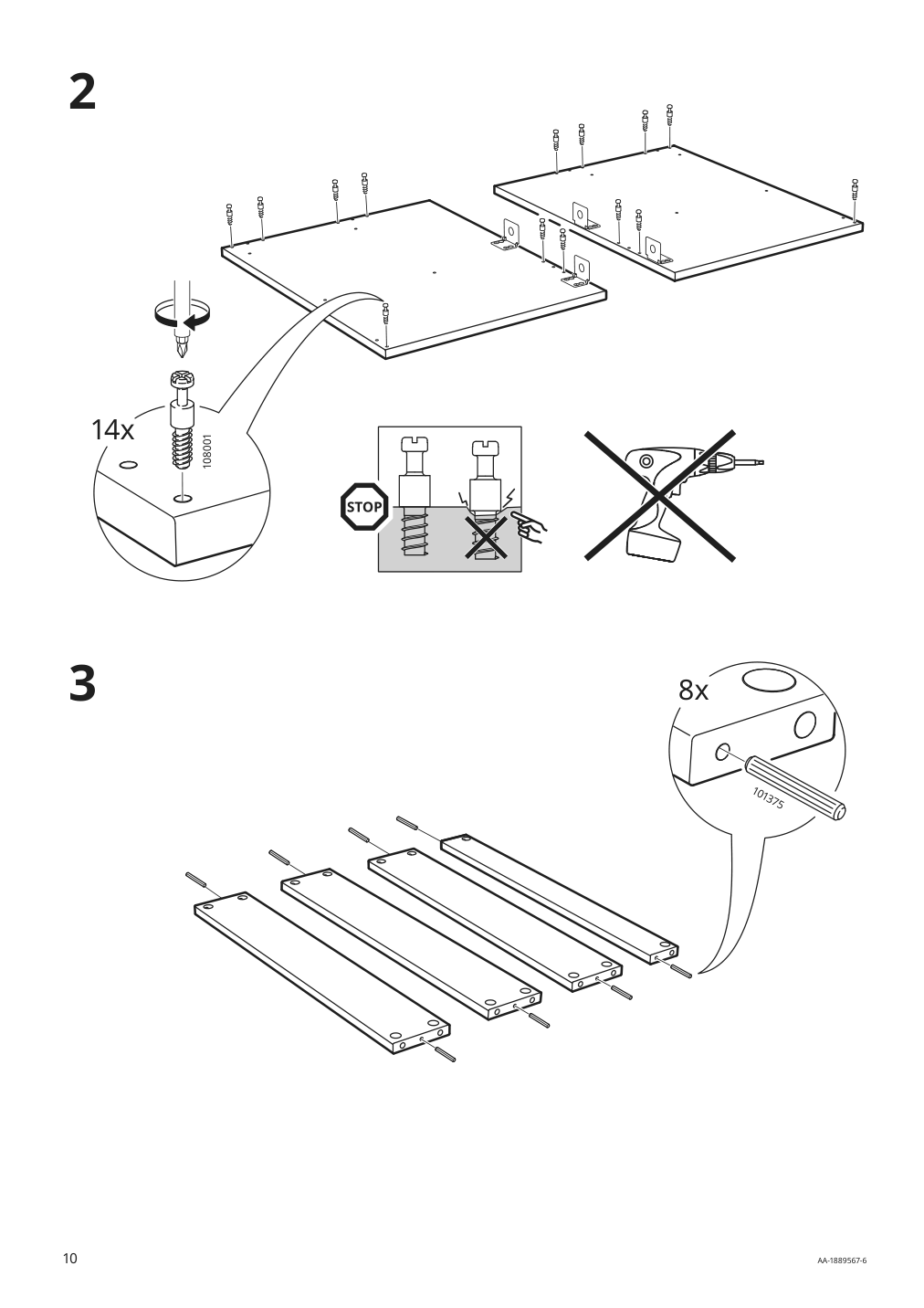 Assembly instructions for IKEA Godmorgon sink cabinet with 2 drawers white | Page 10 - IKEA GODMORGON/TOLKEN / HÖRVIK cabinet, top + 17 3/4x12 2/8" sink 894.825.33