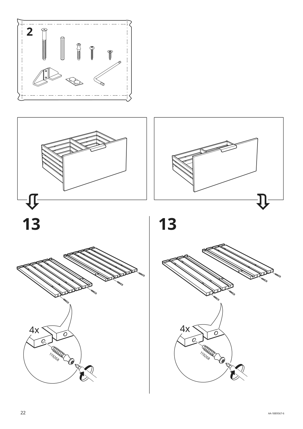 Assembly instructions for IKEA Godmorgon sink cabinet with 2 drawers white | Page 22 - IKEA GODMORGON/TOLKEN / HÖRVIK cabinet, top + 17 3/4x12 2/8" sink 894.825.33