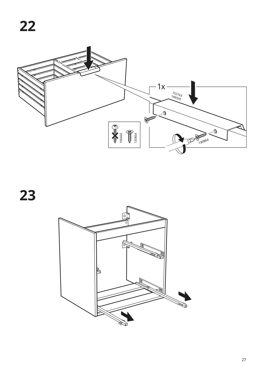 Assembly instructions for IKEA Godmorgon sink cabinet with 2 drawers white | Page 27 - IKEA GODMORGON/TOLKEN / HÖRVIK cabinet, top + 17 3/4x12 2/8" sink 894.825.33