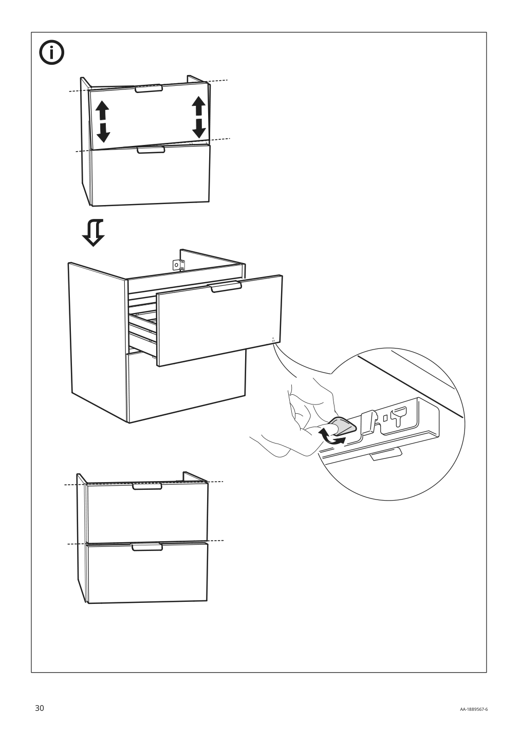 Assembly instructions for IKEA Godmorgon sink cabinet with 2 drawers white | Page 30 - IKEA GODMORGON/TOLKEN / HÖRVIK cabinet, top + 17 3/4x12 2/8" sink 894.825.33