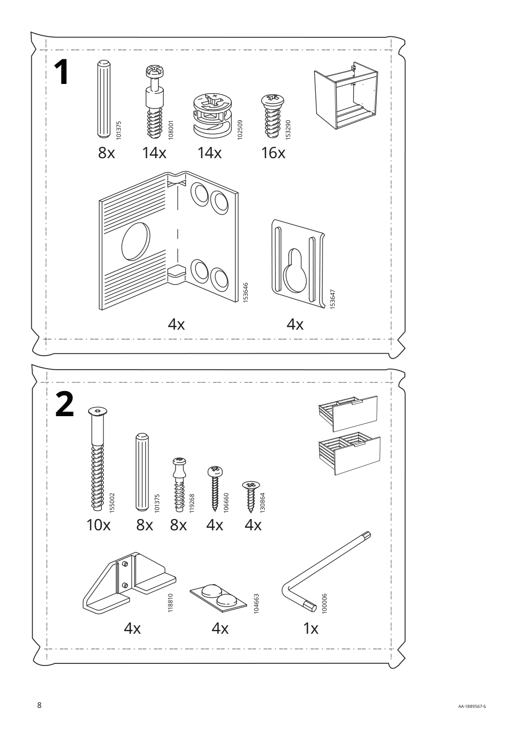 Assembly instructions for IKEA Godmorgon sink cabinet with 2 drawers white | Page 8 - IKEA GODMORGON/TOLKEN / HÖRVIK cabinet, top + 17 3/4x12 2/8" sink 894.825.33