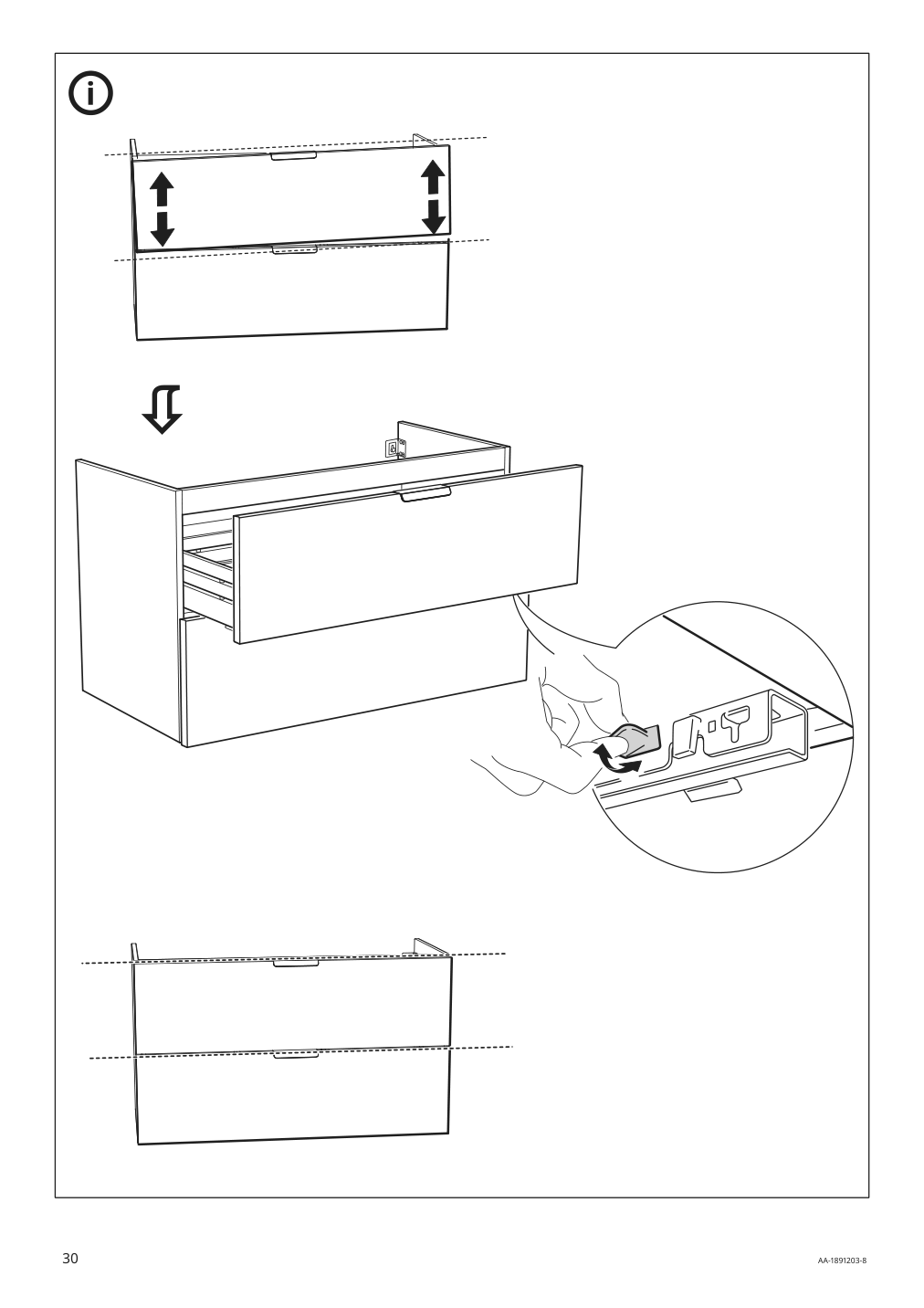 Assembly instructions for IKEA Godmorgon sink cabinet with 2 drawers white | Page 30 - IKEA GODMORGON/TOLKEN / TÖRNVIKEN cabinet, countertop, 19 5/8" sink 593.092.81