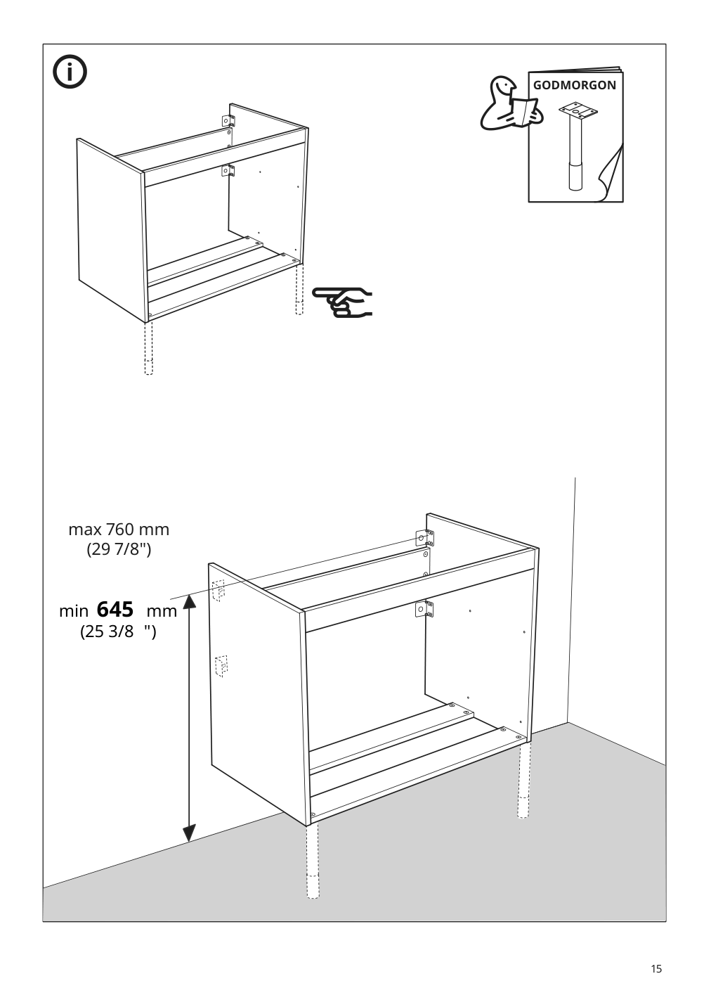 Assembly instructions for IKEA Godmorgon sink cabinet with 2 drawers white | Page 15 - IKEA GODMORGON/TOLKEN / TÖRNVIKEN cabinet, countertop, 19 5/8" sink 593.087.62