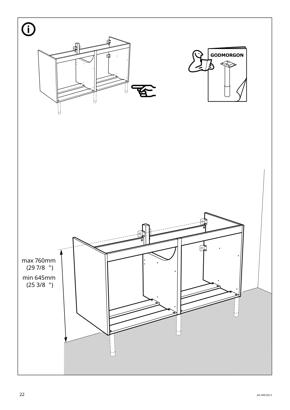 Assembly instructions for IKEA Godmorgon sink cabinet with 4 drawers high gloss gray | Page 22 - IKEA GODMORGON sink cabinet with 4 drawers 503.440.95