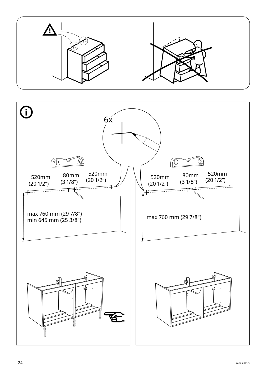 Assembly instructions for IKEA Godmorgon sink cabinet with 4 drawers high gloss gray | Page 24 - IKEA GODMORGON / ODENSVIK sink cabinet with 4 drawers 692.931.28