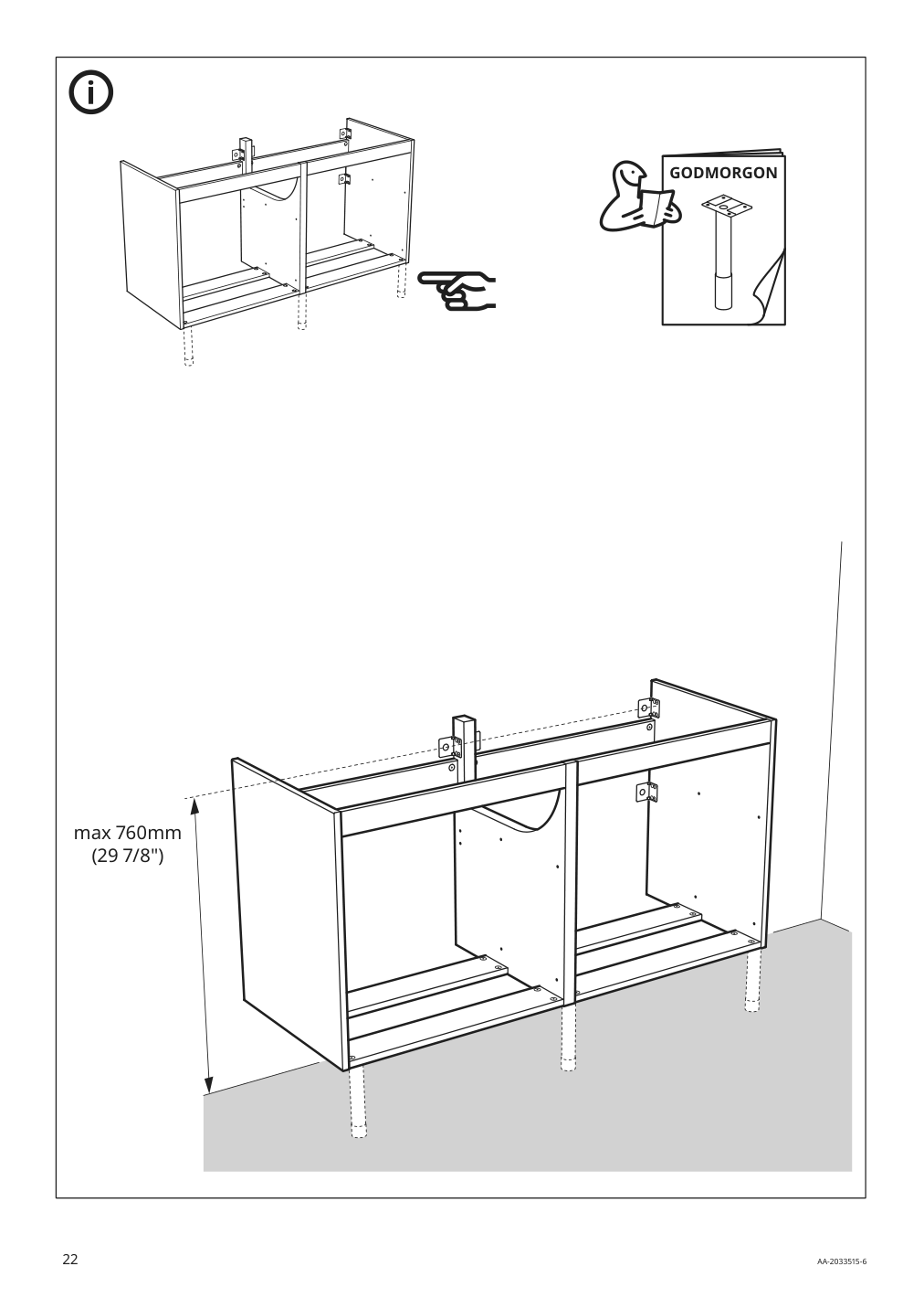 Assembly instructions for IKEA Godmorgon sink cabinet with 4 drawers kasjoen light gray | Page 22 - IKEA GODMORGON / TOLKEN sink cabinet with 4 drawers 192.956.10