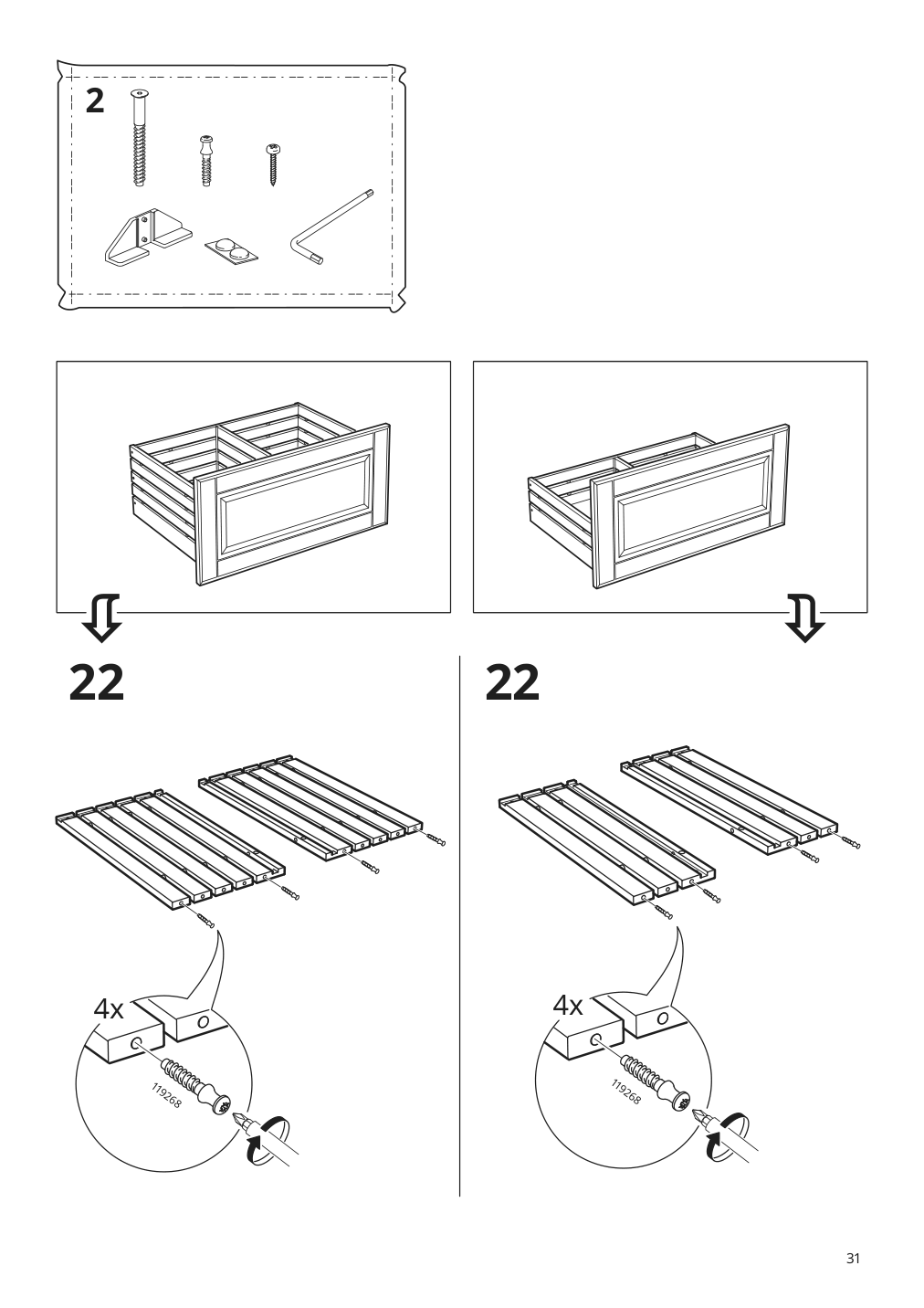 Assembly instructions for IKEA Godmorgon bathroom vanity with 4 drawers kasjoen white | Page 31 - IKEA GODMORGON bathroom vanity with 4 drawers 503.876.74