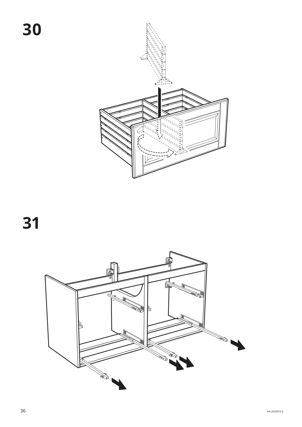 Assembly instructions for IKEA Godmorgon sink cabinet with 4 drawers kasjoen light gray | Page 36 - IKEA GODMORGON / TOLKEN sink cabinet with 4 drawers 192.956.10