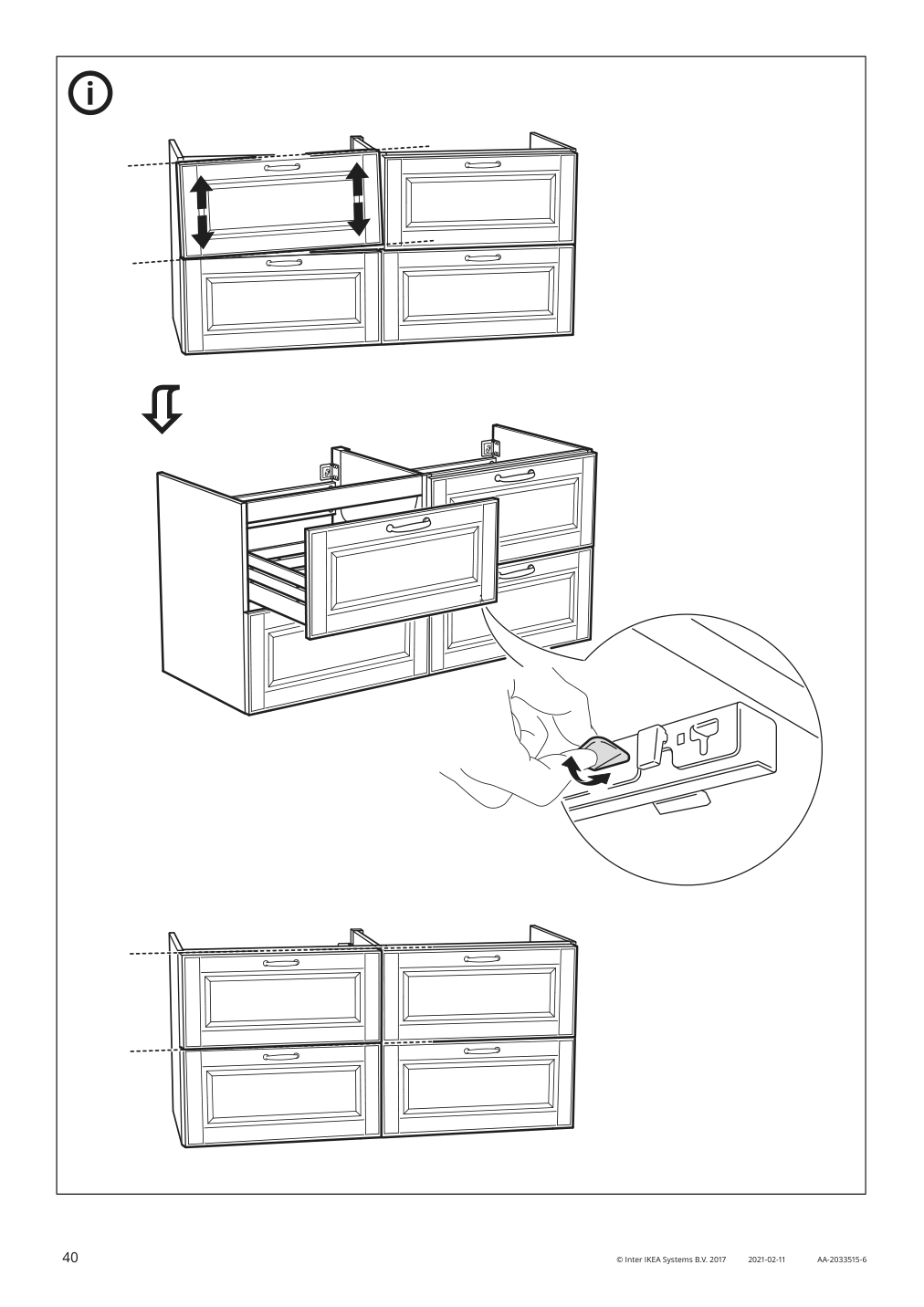 Assembly instructions for IKEA Godmorgon sink cabinet with 4 drawers kasjoen light gray | Page 40 - IKEA GODMORGON / ODENSVIK sink cabinet with 4 drawers 092.930.94