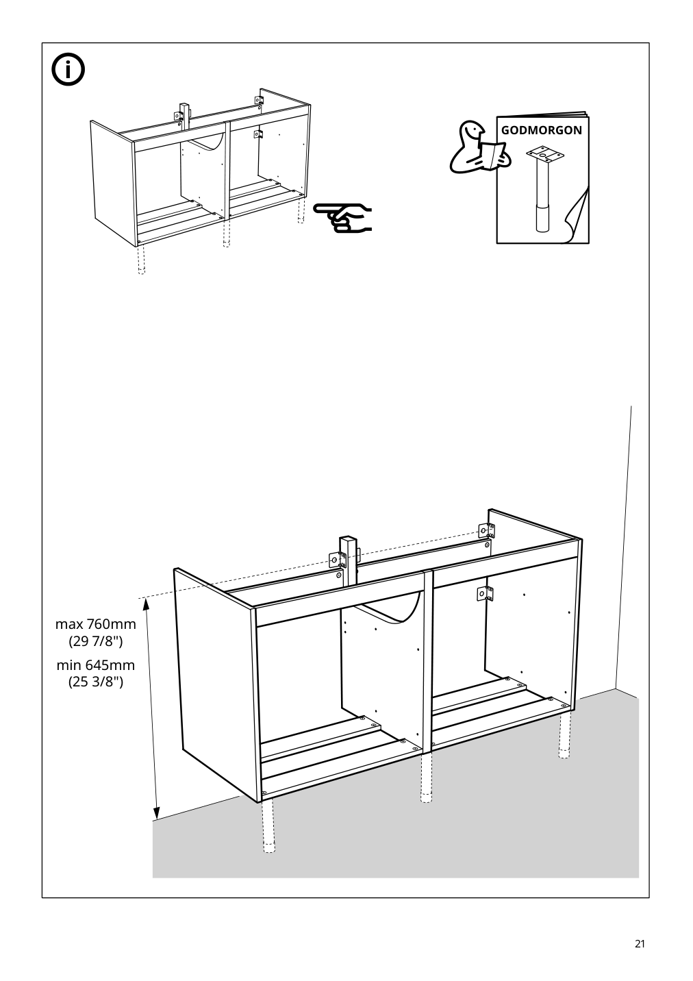 Assembly instructions for IKEA Godmorgon sink cabinet with 4 drawers white | Page 21 - IKEA GODMORGON / ODENSVIK sink cabinet with 4 drawers 892.932.26