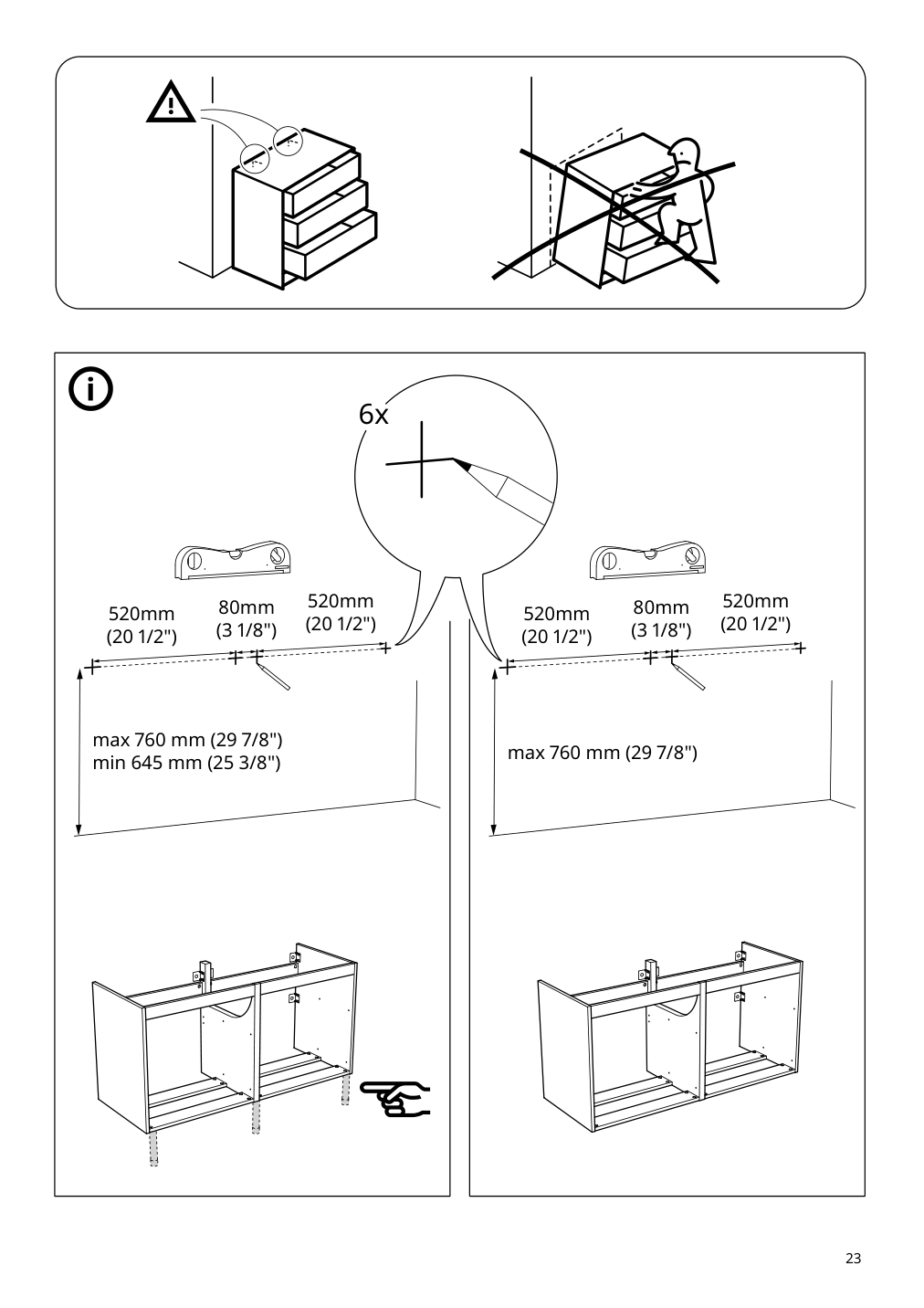 Assembly instructions for IKEA Godmorgon sink cabinet with 4 drawers white | Page 23 - IKEA GODMORGON / ODENSVIK sink cabinet with 4 drawers 892.932.26