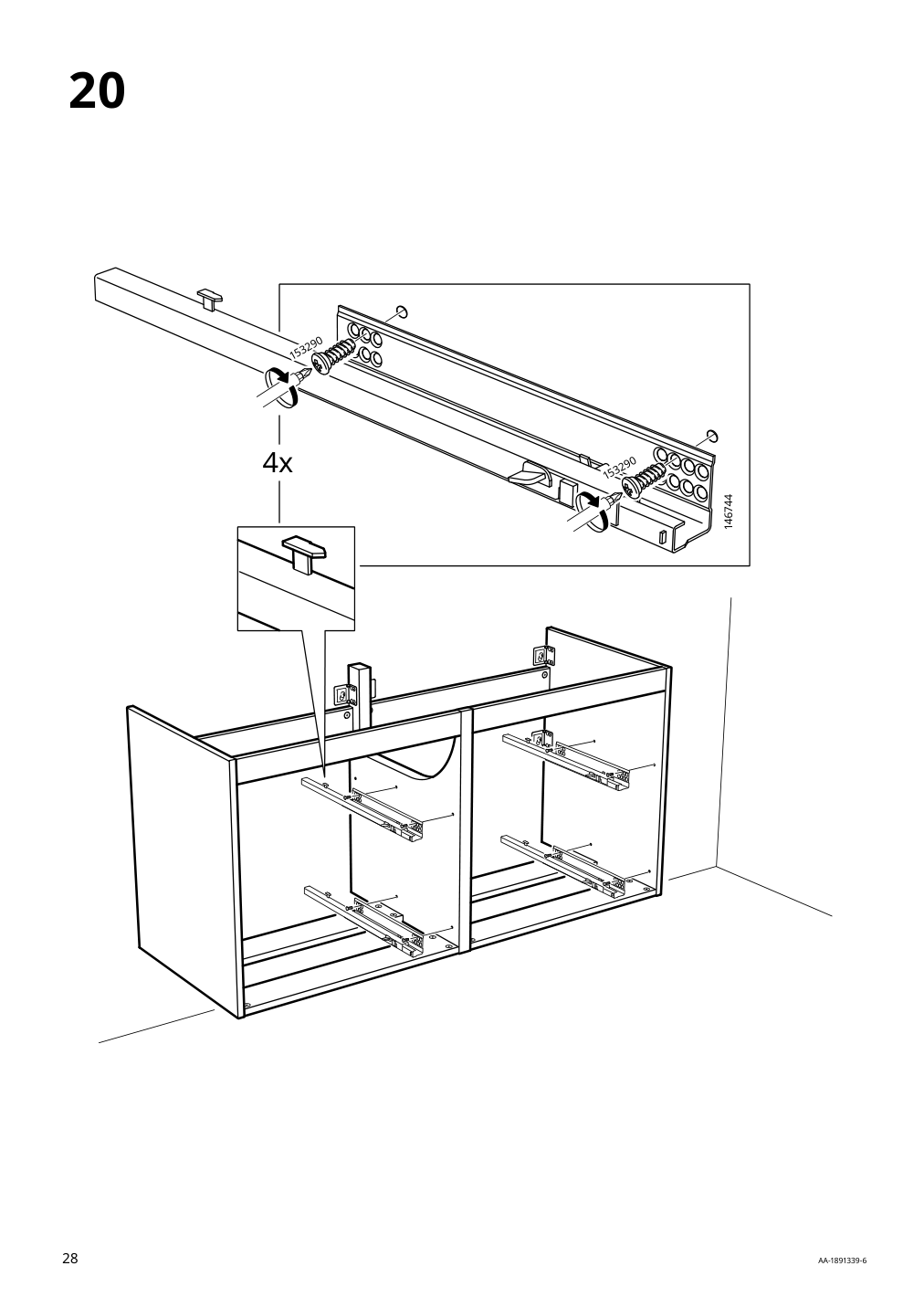 Assembly instructions for IKEA Godmorgon sink cabinet with 4 drawers white | Page 28 - IKEA GODMORGON sink cabinet with 4 drawers 603.441.32