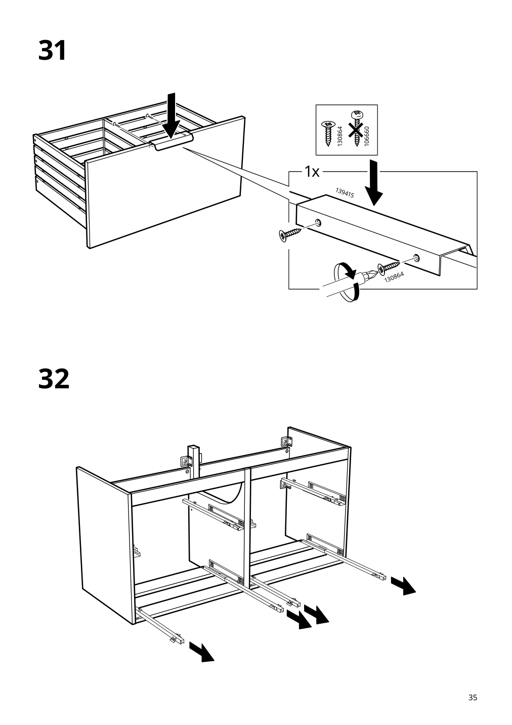 Assembly instructions for IKEA Godmorgon sink cabinet with 4 drawers white | Page 35 - IKEA GODMORGON / ODENSVIK sink cabinet with 4 drawers 892.932.26